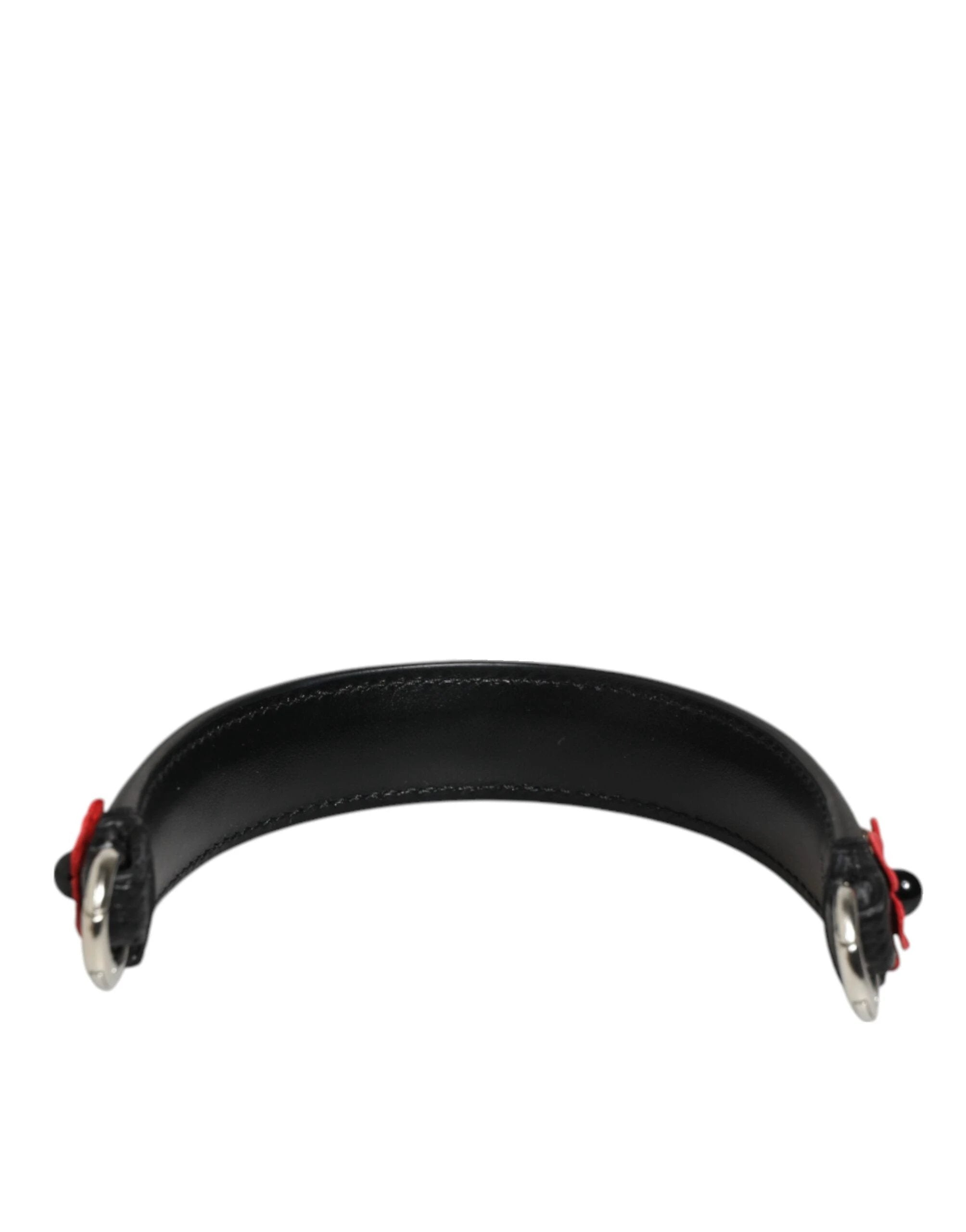 Dolce & Gabbana Black Embellished Leather Bag Handle Women Shoulder Strap by Dolce & Gabbana