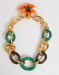 Dolce & Gabbana Multicolor Gold Brass Tiger Lily Floral Chai Necklace by Dolce & Gabbana
