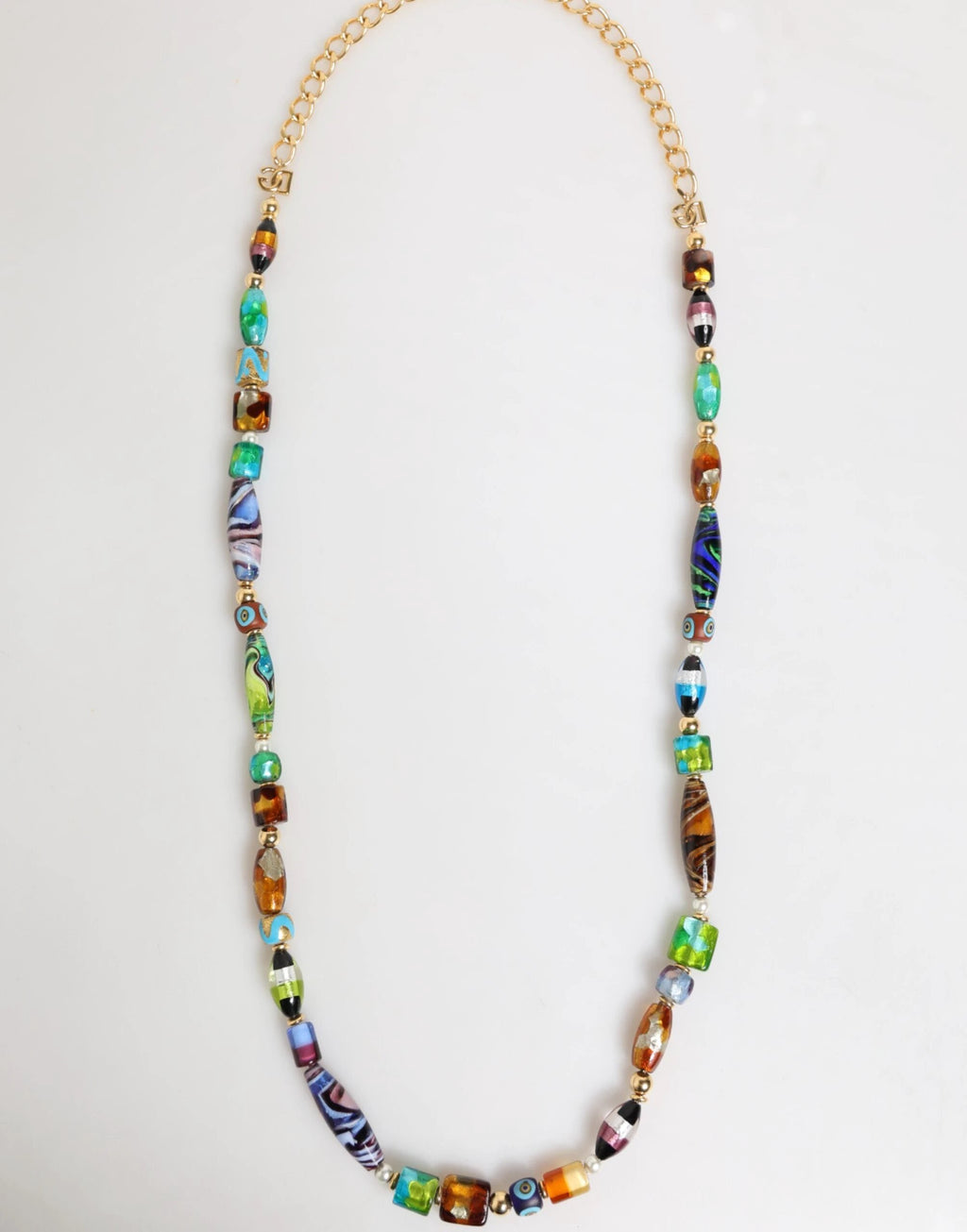 Dolce & Gabbana Multicolor Murano Glass Beads Gold Chain Jewelry Necklace by Dolce & Gabbana