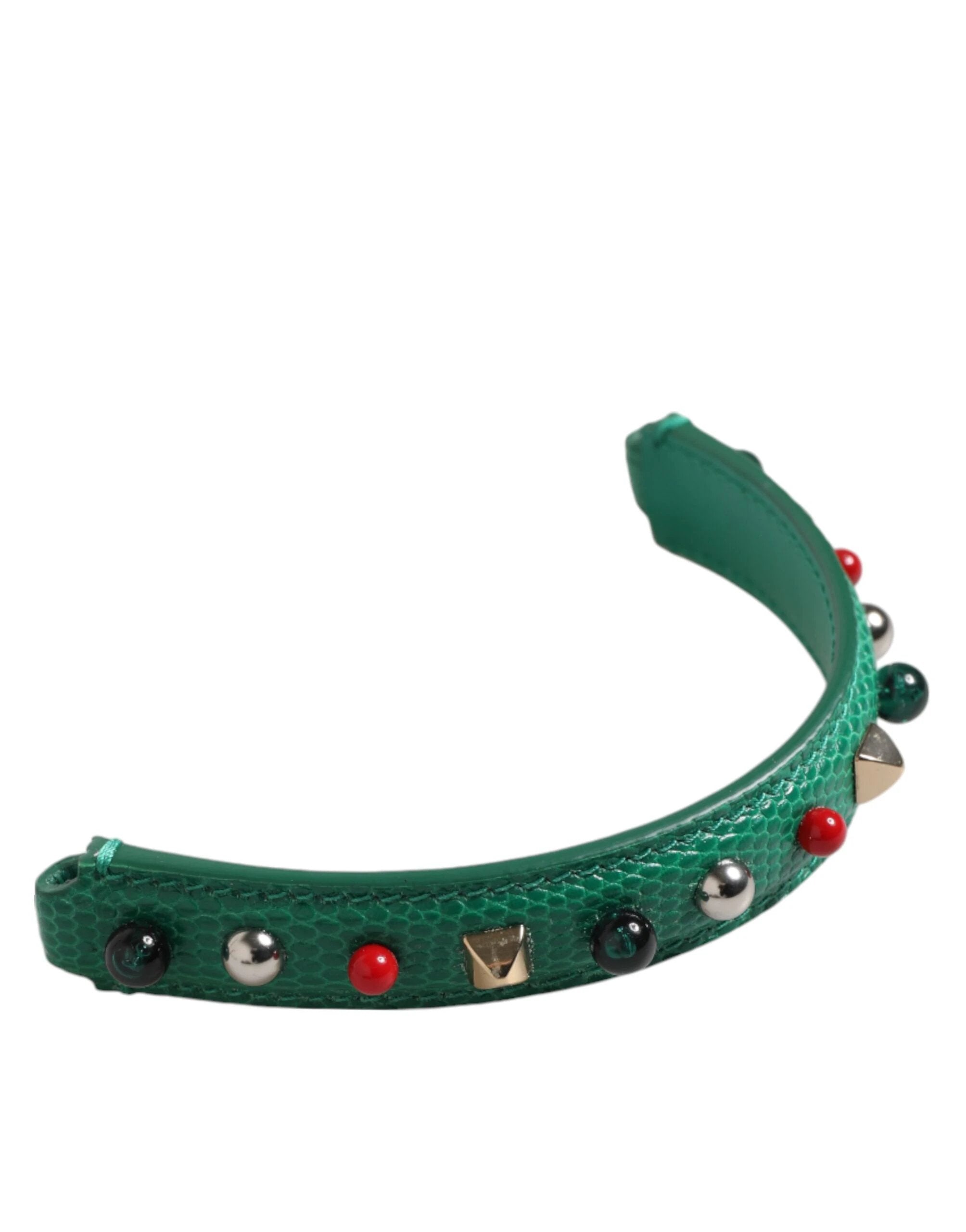 Dolce & Gabbana Green Embellished Leather Bag Handle Women Shoulder Strap by Dolce & Gabbana