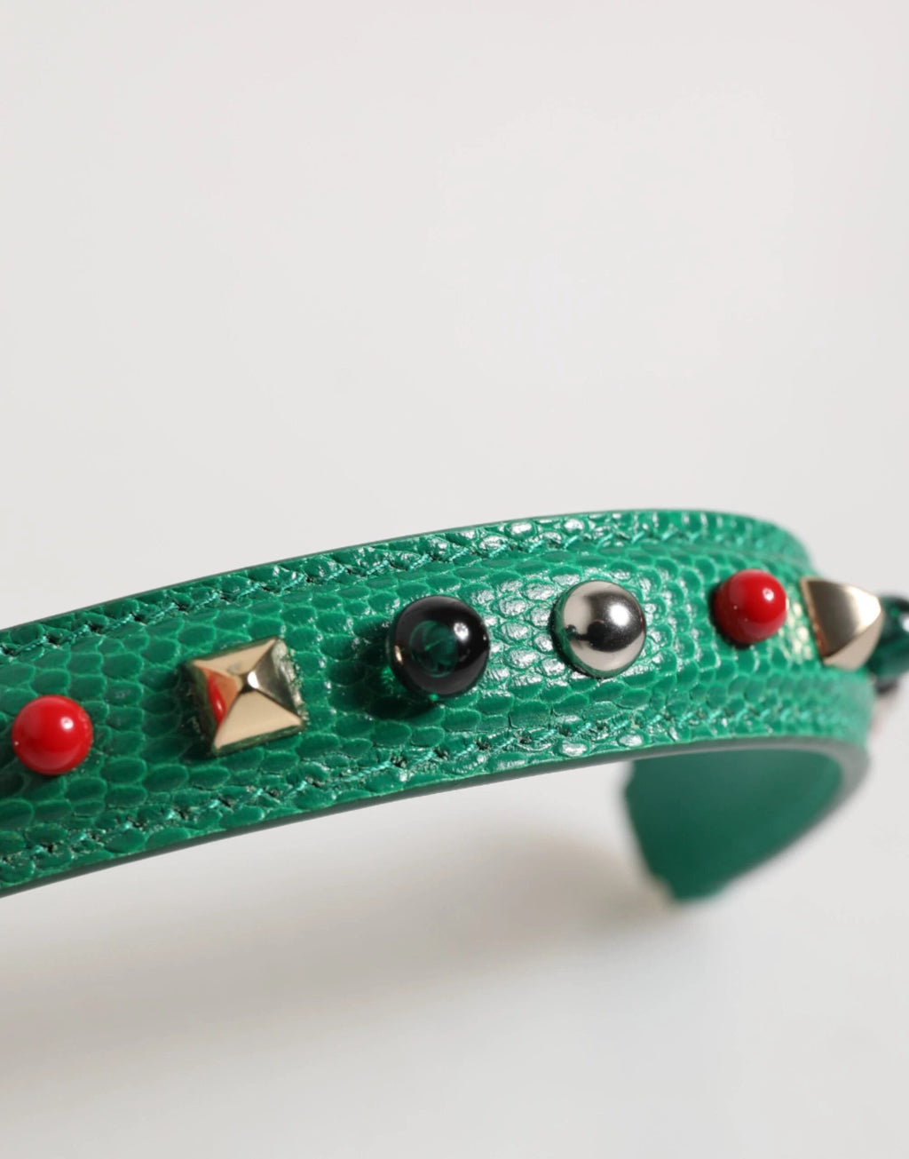 Dolce & Gabbana Green Embellished Leather Bag Handle Women Shoulder Strap by Dolce & Gabbana