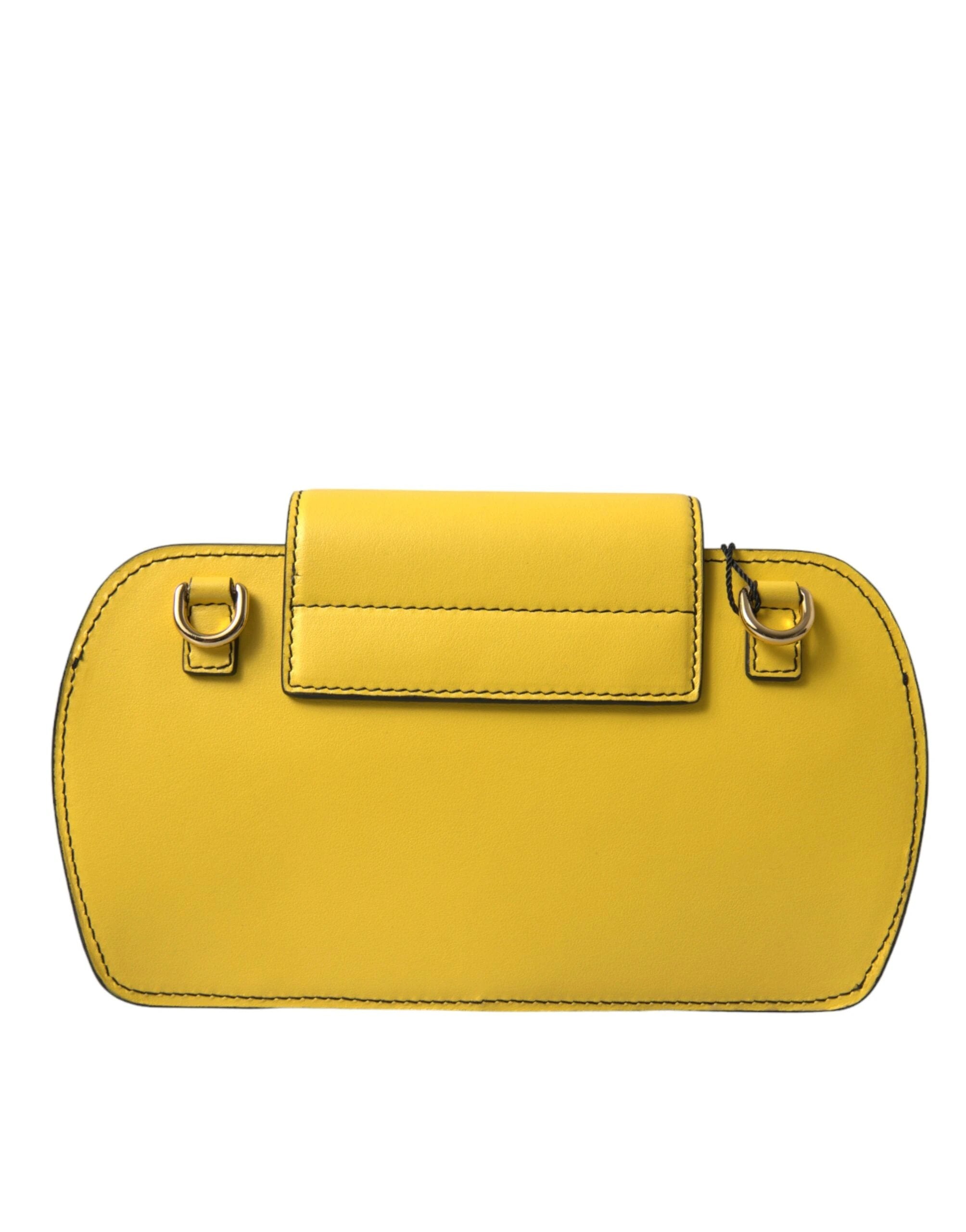 Dolce & Gabbana Yellow Smooth Leather DG Logo Clutch Crossbody Case Bag by Dolce & Gabbana