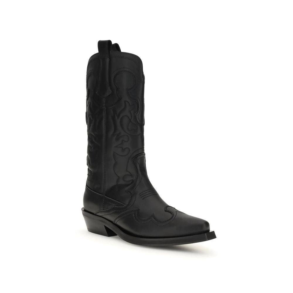 Ganni Black Recycled Leather Boots by Ganni