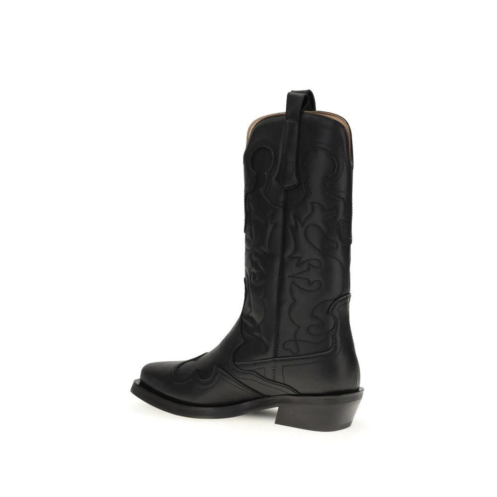 Ganni Black Recycled Leather Boots by Ganni