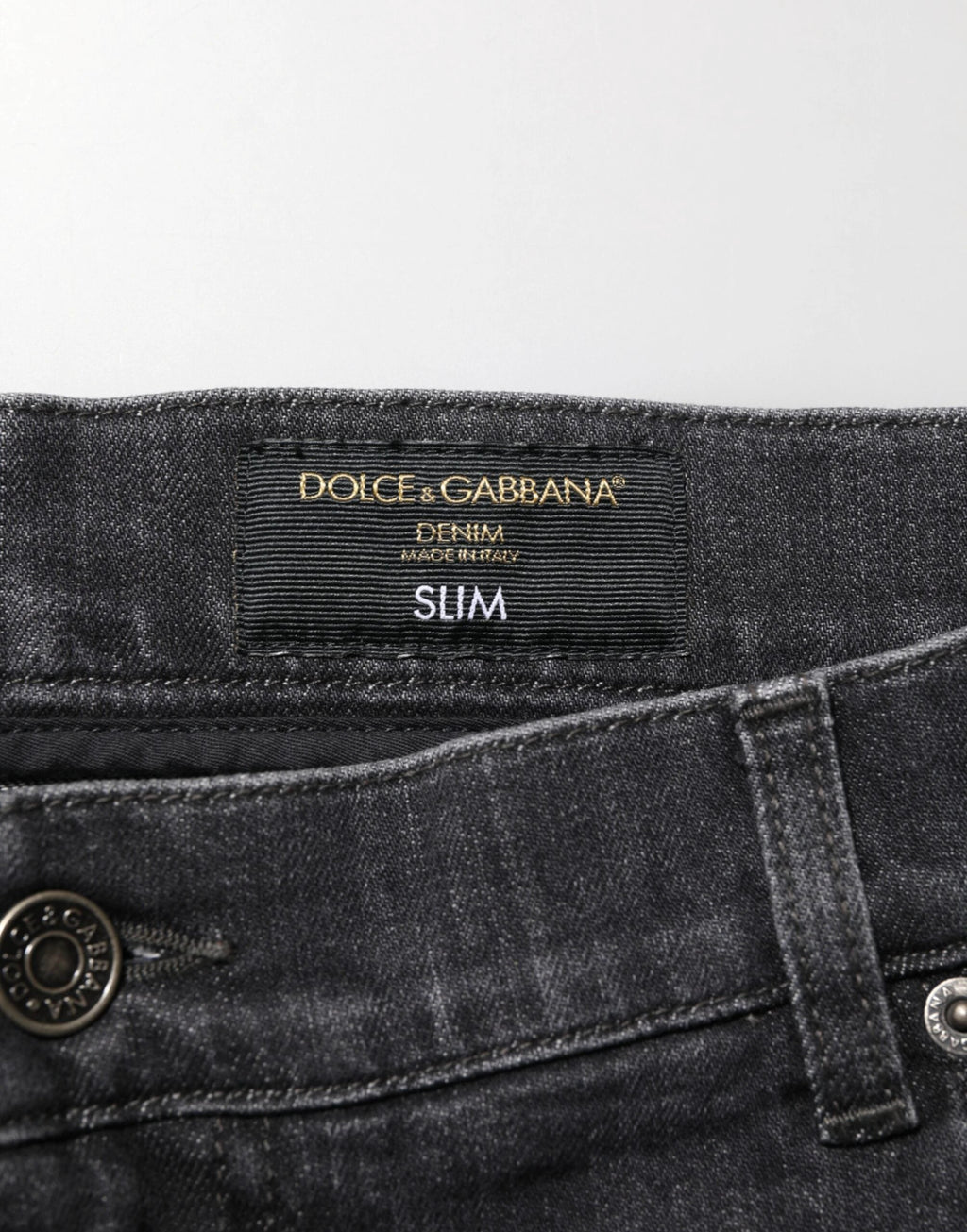 Dolce & Gabbana Black Cotton Slim Fit Distressed Ripped Logo Jeans by Dolce & Gabbana