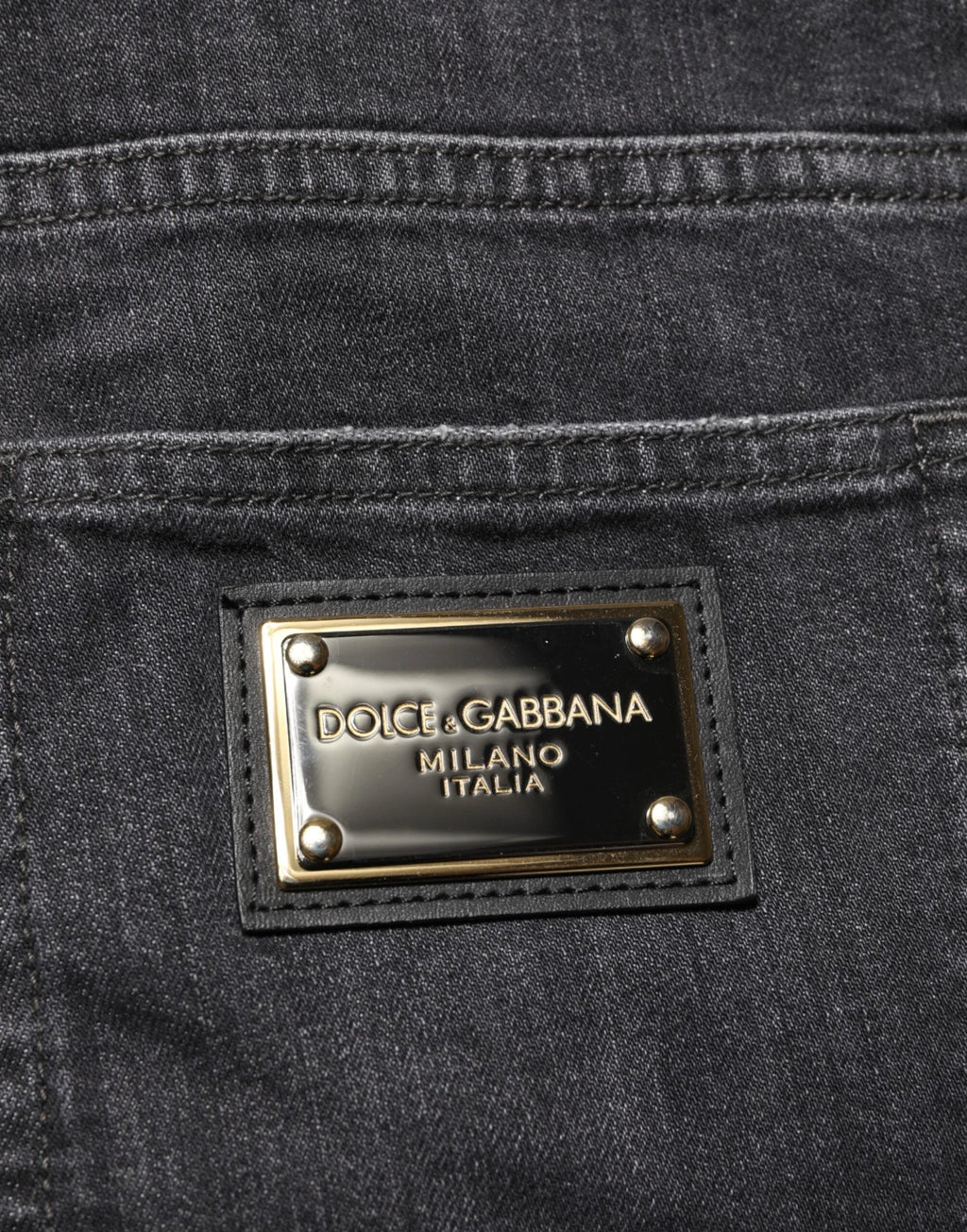 Dolce & Gabbana Black Cotton Slim Fit Distressed Ripped Logo Jeans by Dolce & Gabbana