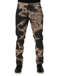 Dolce & Gabbana Beige Black Corduroy Tie-Dye Cotton Blend Pants by Dolce & Gabbana