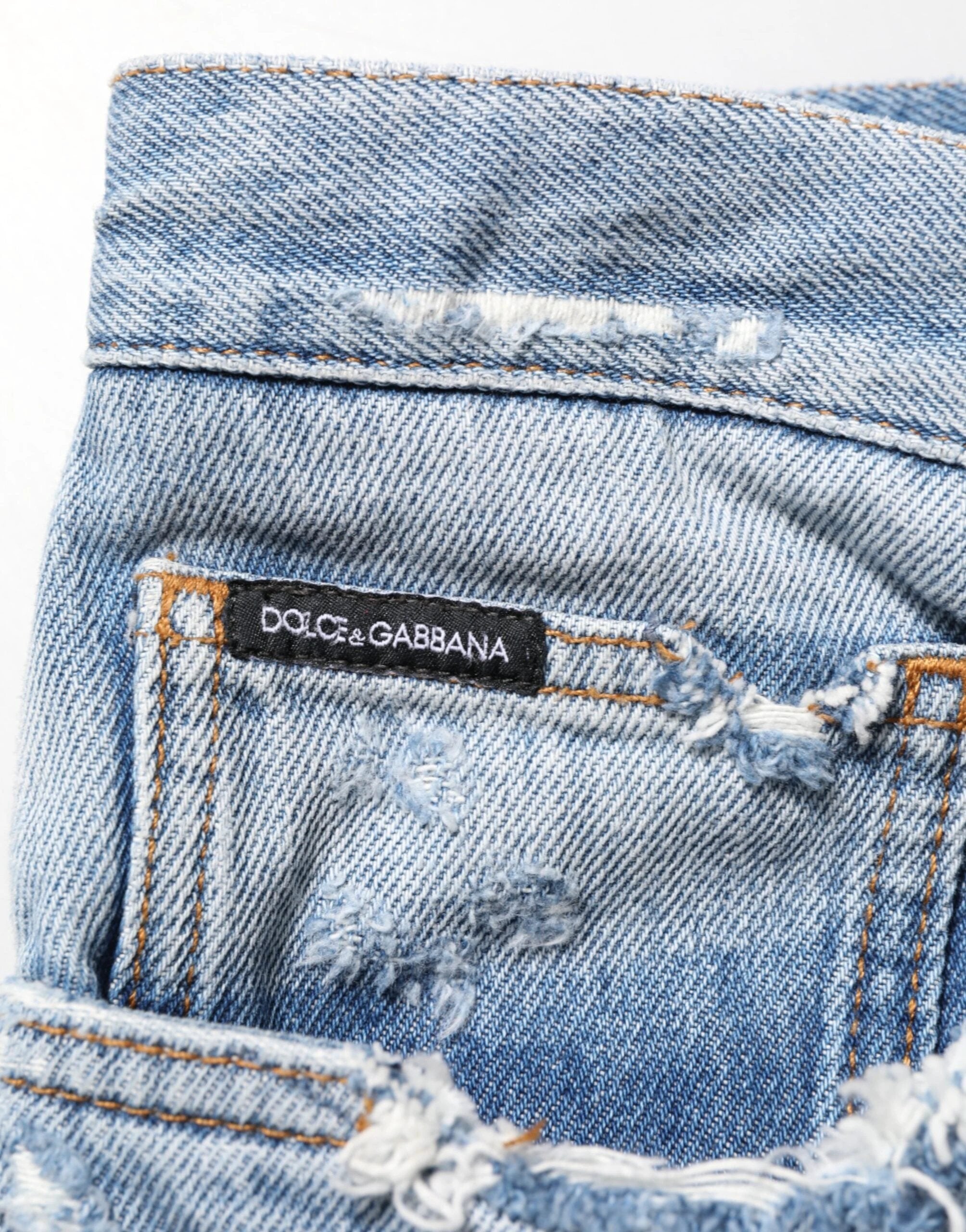 Dolce & Gabbana Blue Distressed Ripped Denim Pants Jeans by Dolce & Gabbana
