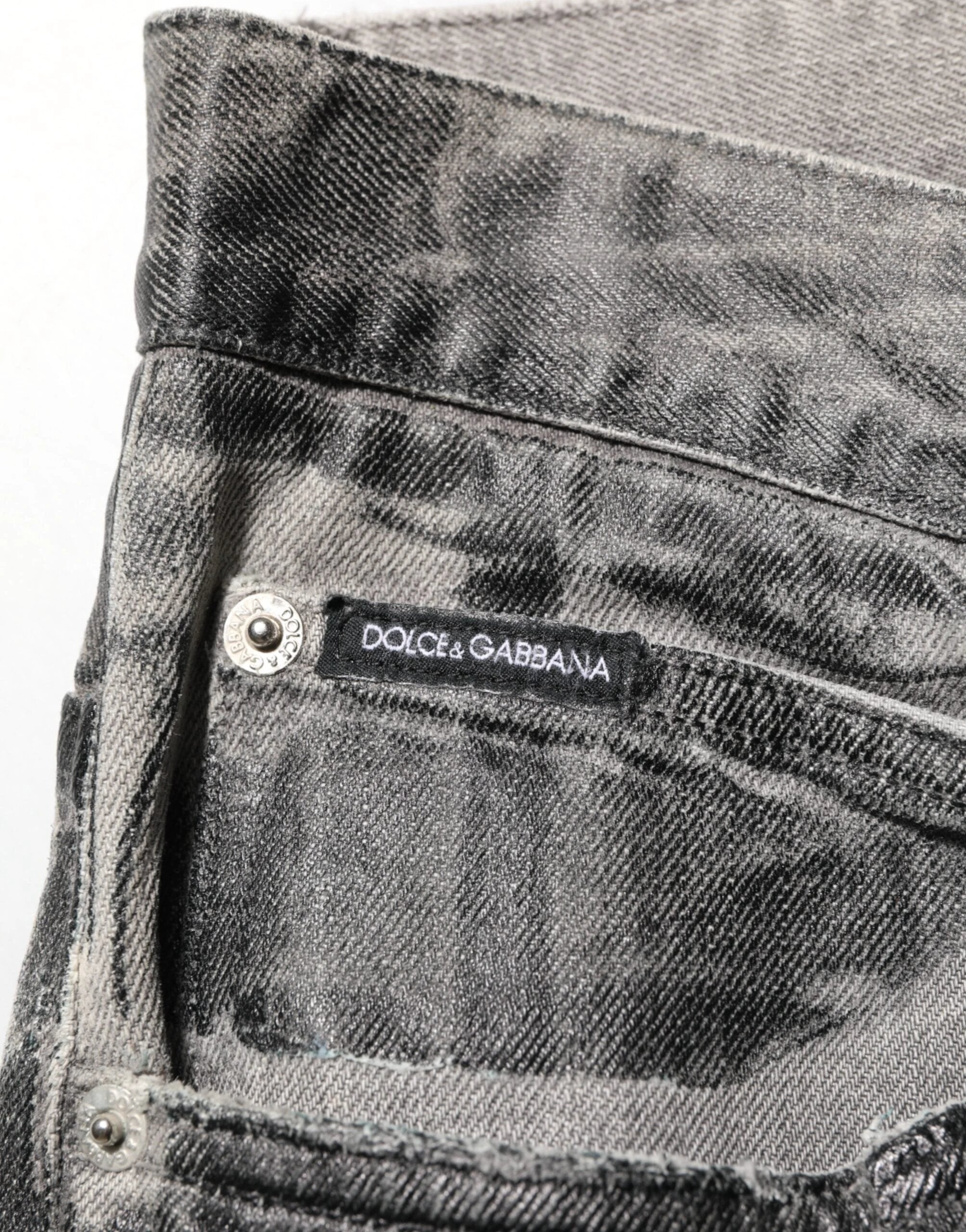 Dolce & Gabbana Black Grey Graphic Print Denim Pants Jeans by Dolce & Gabbana