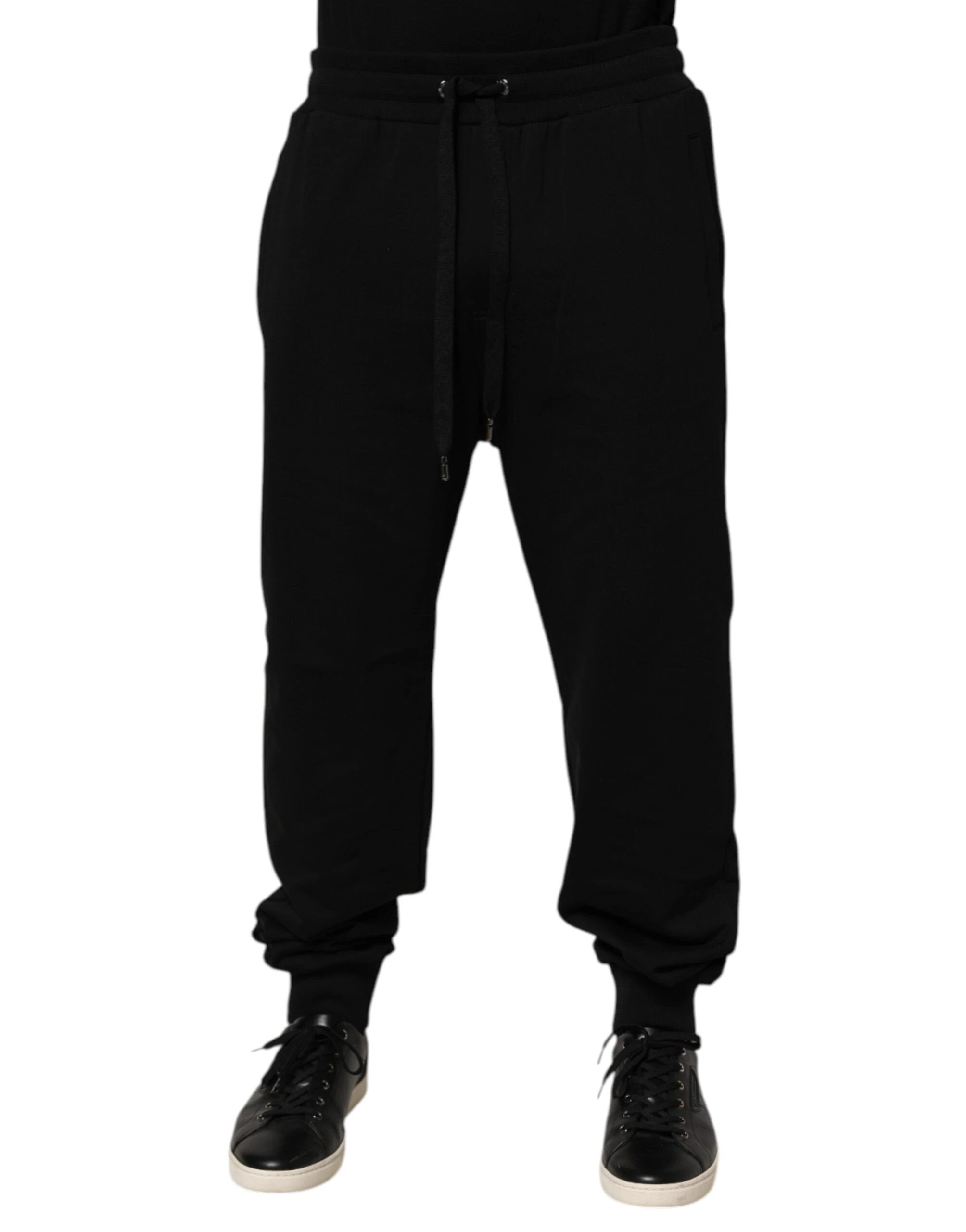 Dolce & Gabbana Black Cotton Drawstring Logo Sweatpants Pants by Dolce & Gabbana