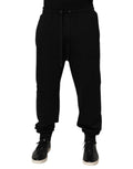 Dolce & Gabbana Black Cotton Drawstring Logo Sweatpants Pants by Dolce & Gabbana