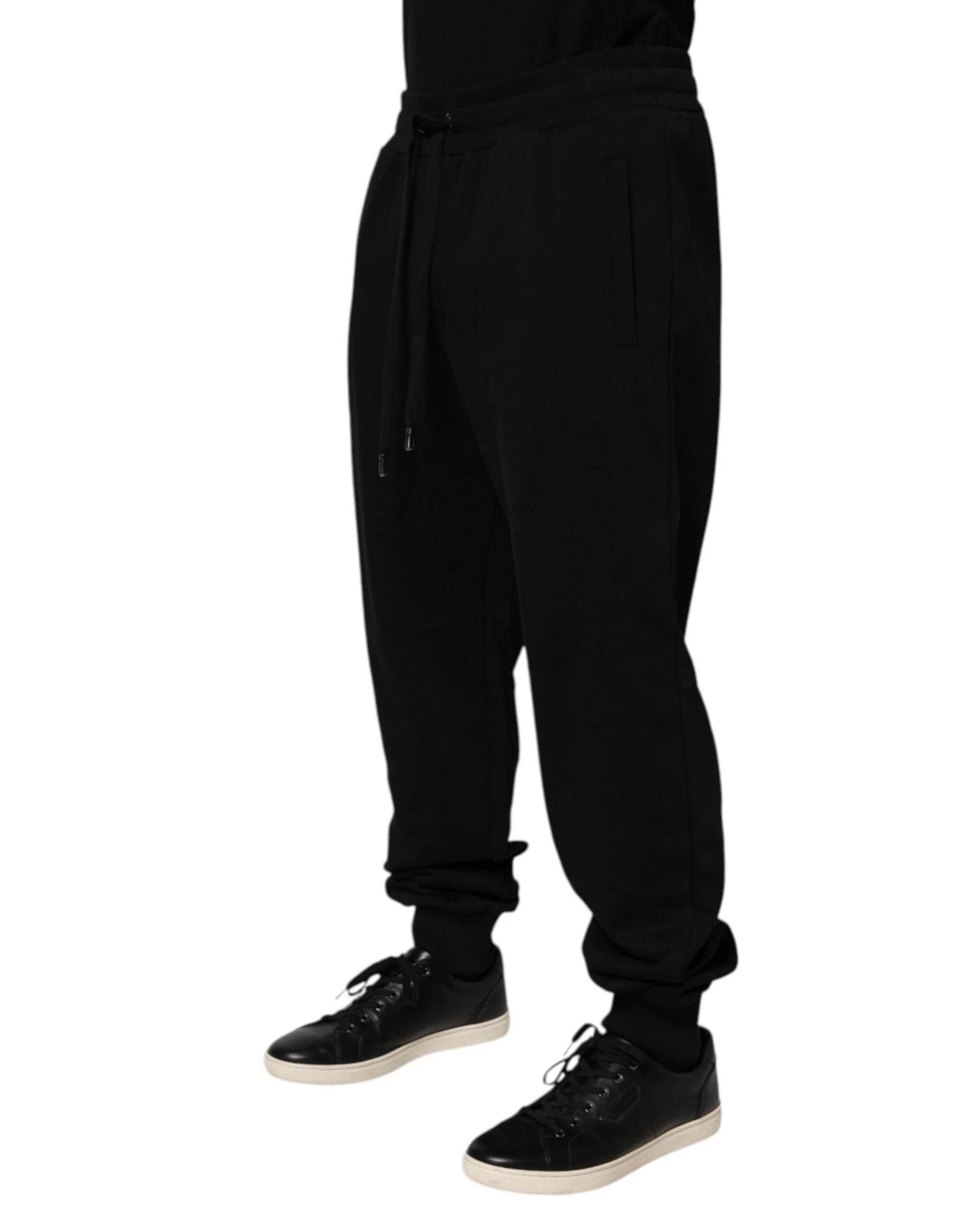 Dolce & Gabbana Black Cotton Drawstring Logo Sweatpants Pants by Dolce & Gabbana