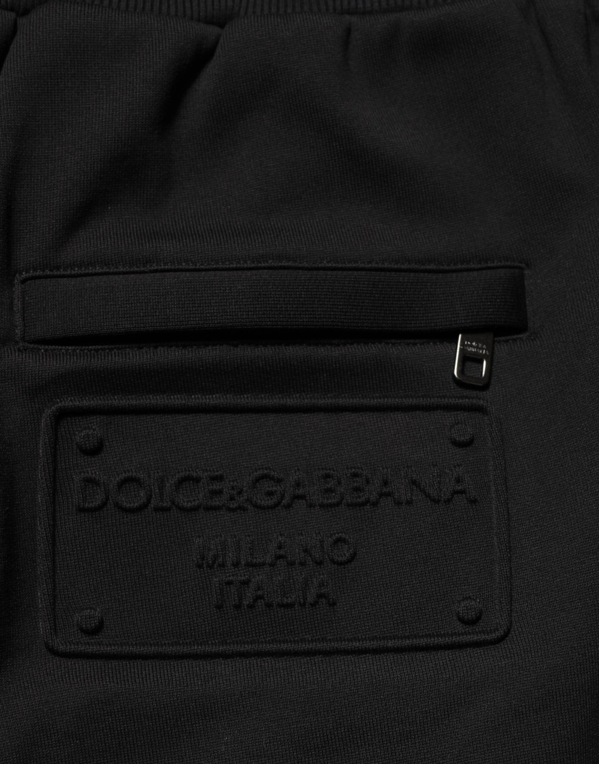Dolce & Gabbana Black Cotton Drawstring Logo Sweatpants Pants by Dolce & Gabbana