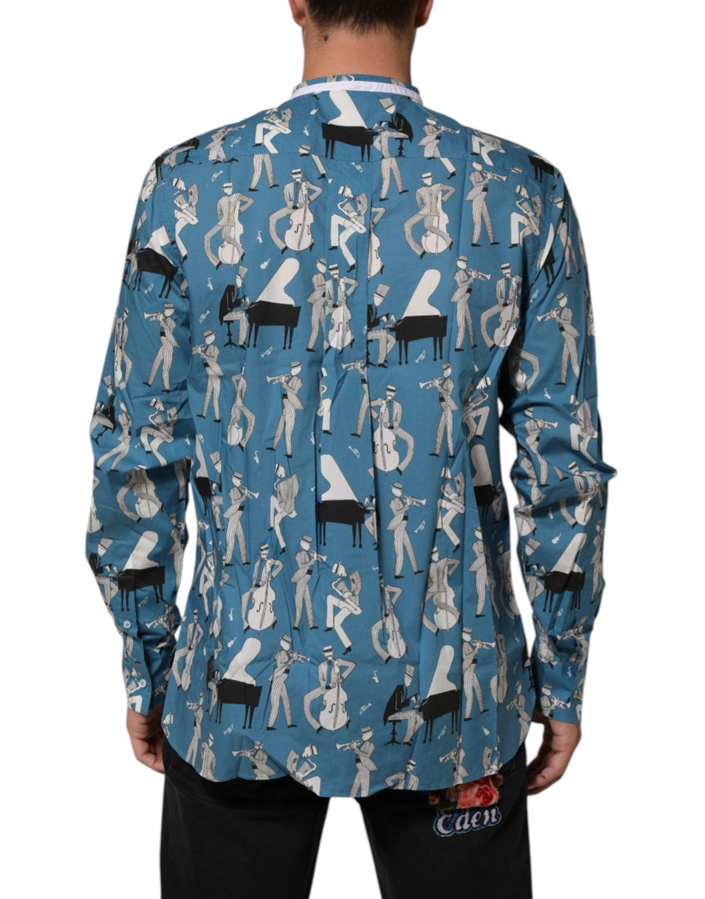 Dolce & Gabbana Blue Jazz Printed Cotton Button Front Shirt by Dolce & Gabbana