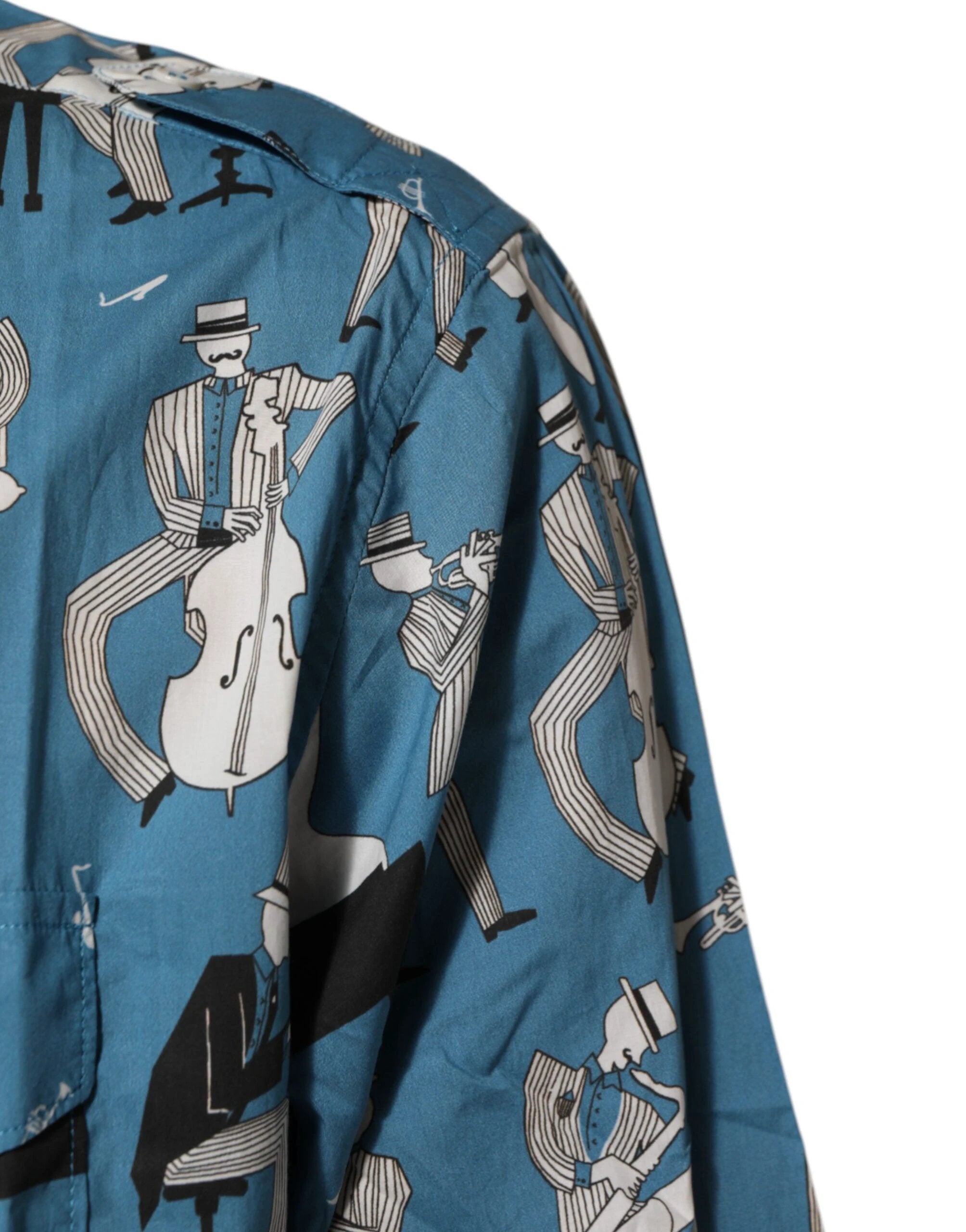 Dolce & Gabbana Blue Jazz Printed Cotton Button Front Shirt by Dolce & Gabbana