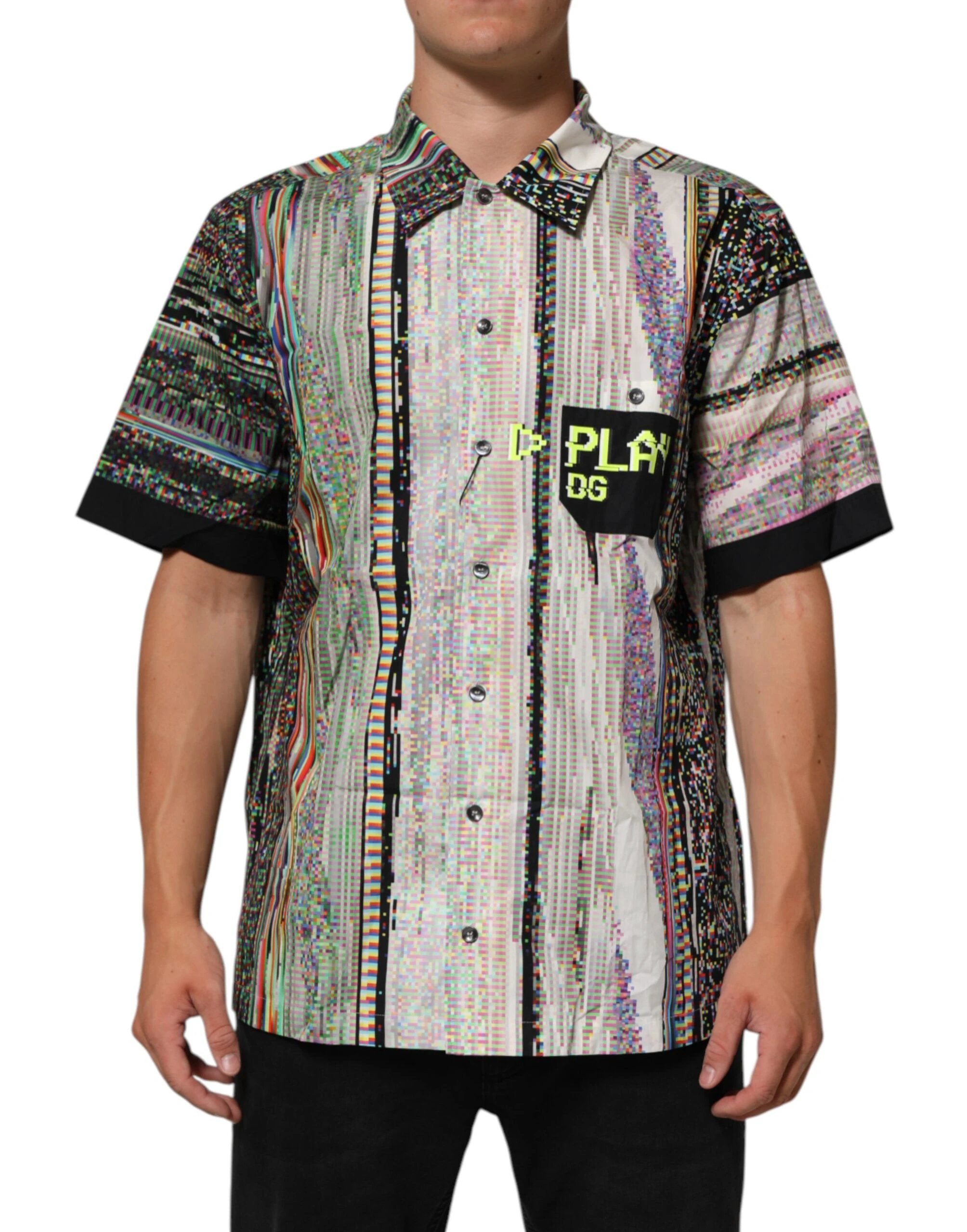 Dolce & Gabbana Multicolor Graphic Collared Casual Shirt by Dolce & Gabbana