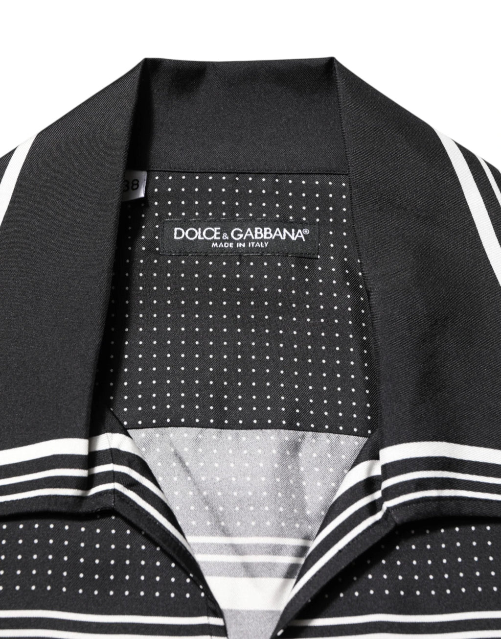 Dolce & Gabbana Black White StripeDot Print Casual Polo Shirt by Dolce & Gabbana