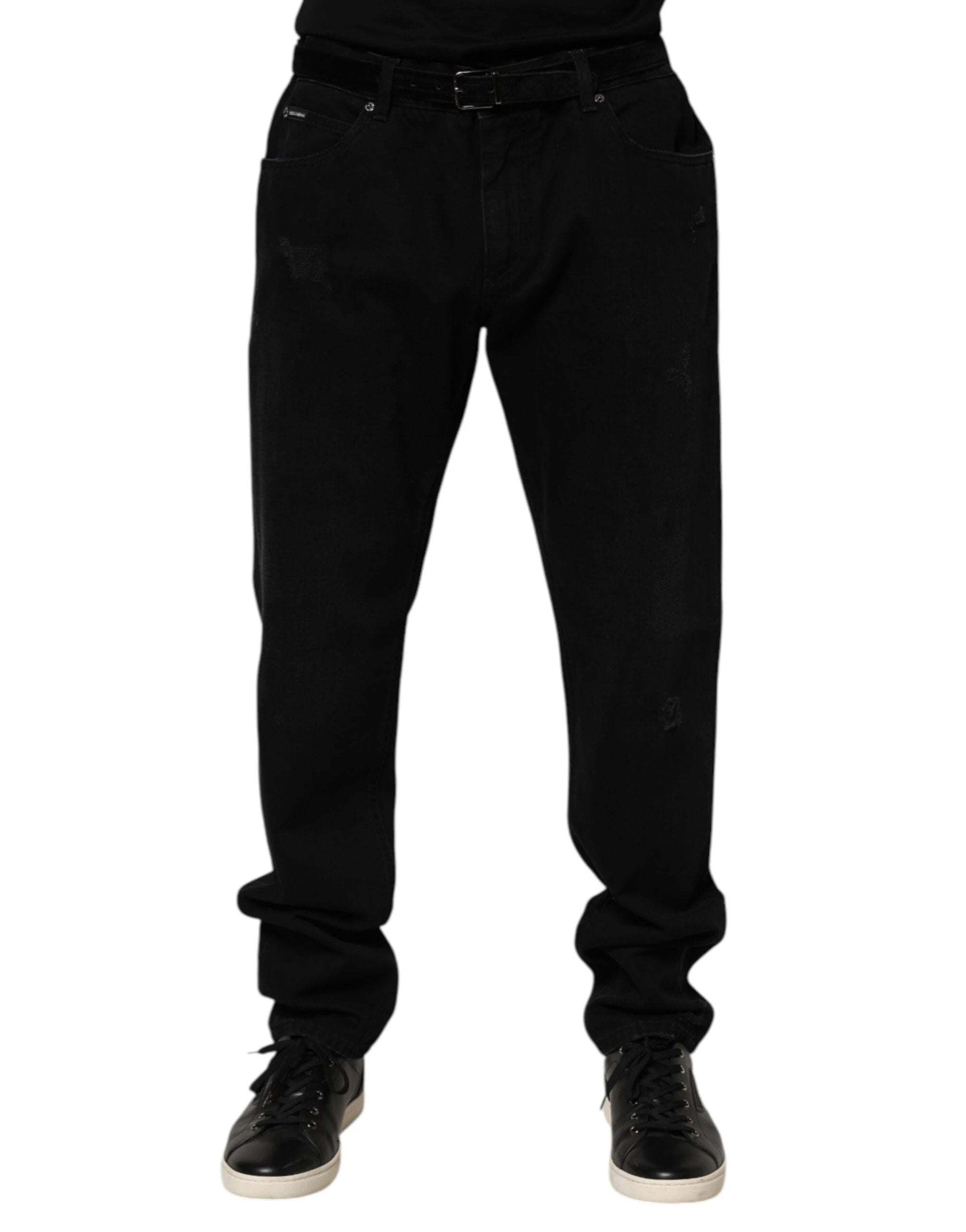 Dolce & Gabbana Black Cotton Regular Denim Men Trouser Jeans by Dolce & Gabbana