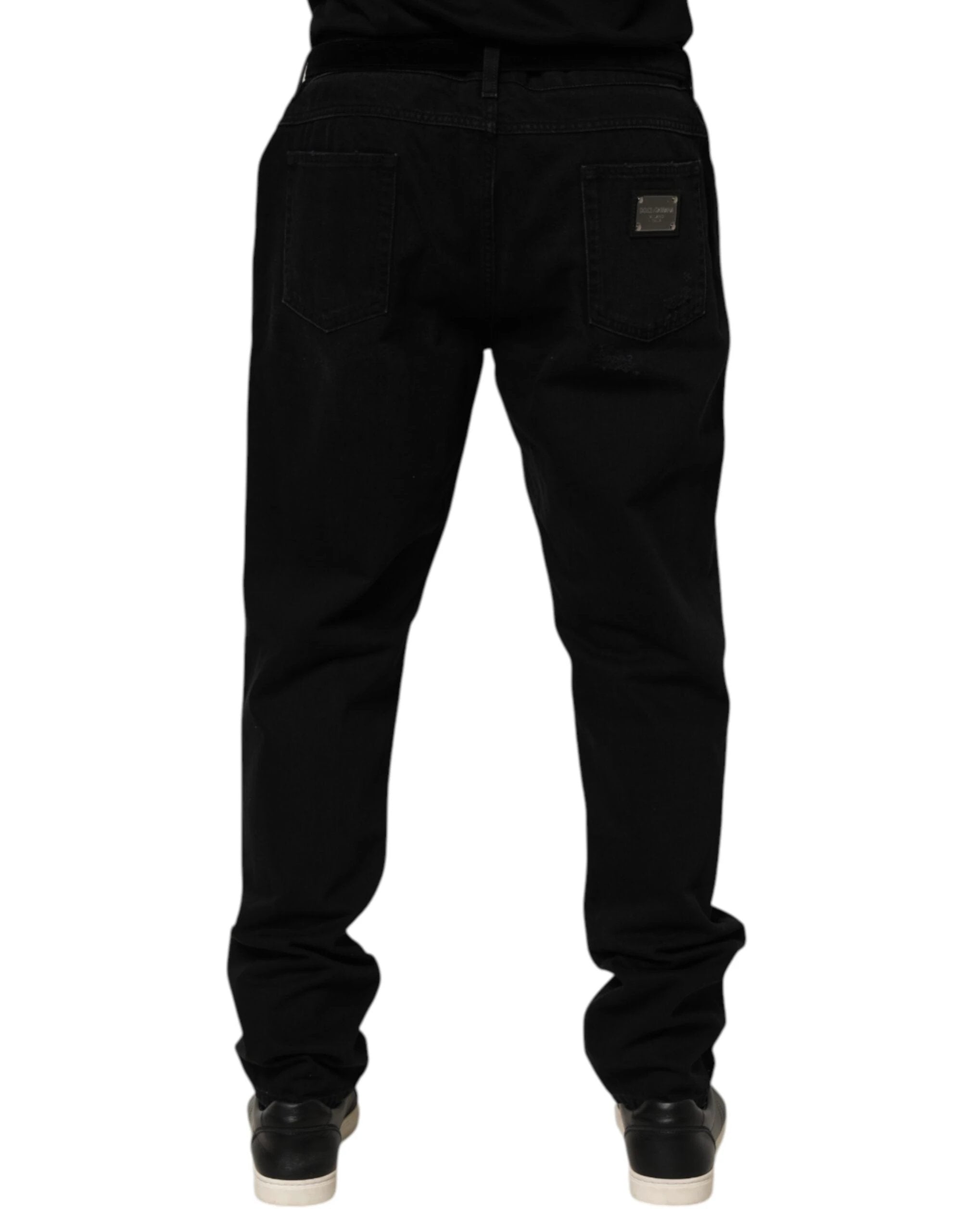 Dolce & Gabbana Black Cotton Regular Denim Men Trouser Jeans by Dolce & Gabbana