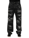 Dolce & Gabbana Black Marbled Effect Straight Men Denim Jeans by Dolce & Gabbana
