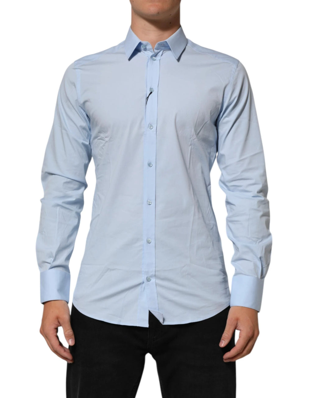 Dolce & Gabbana Light Blue Cotton GOLD Formal Men Dress Shirt by Dolce & Gabbana