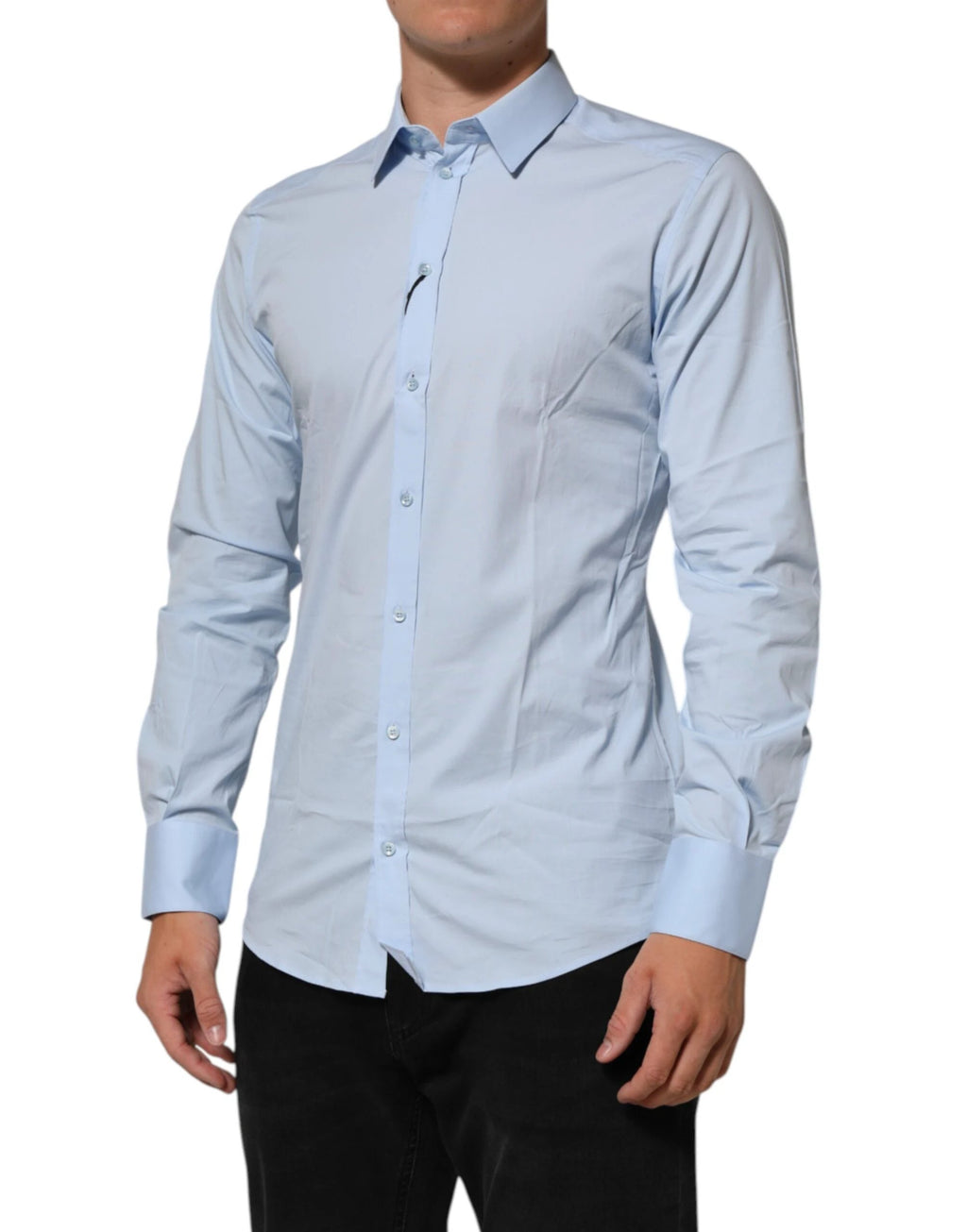 Dolce & Gabbana Light Blue Cotton GOLD Formal Men Dress Shirt by Dolce & Gabbana