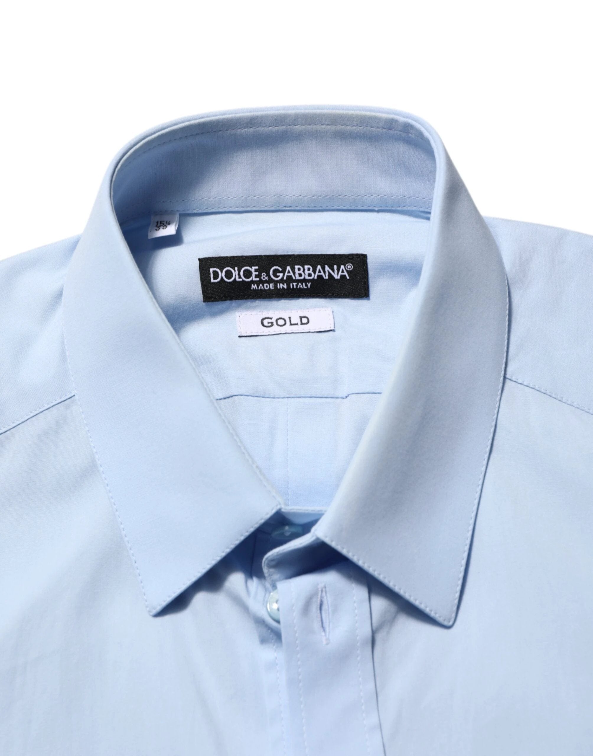 Dolce & Gabbana Light Blue Cotton GOLD Formal Men Dress Shirt by Dolce & Gabbana