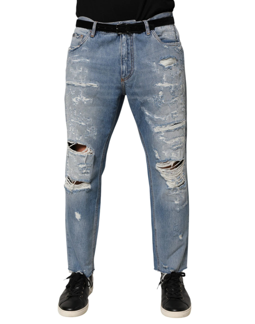 Dolce & Gabbana Blue Distressed Ripped Denim Trouser Jeans by Dolce & Gabbana