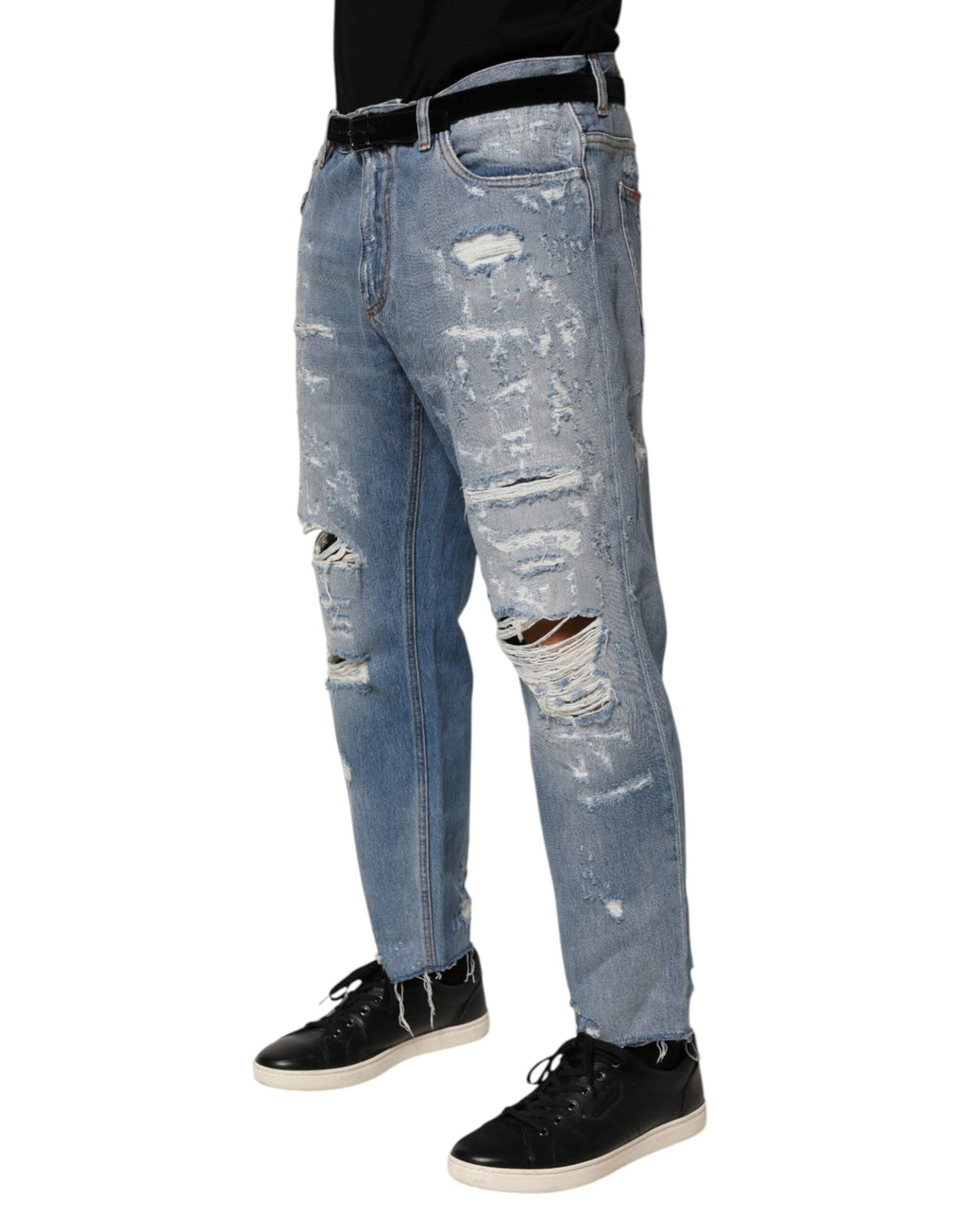 Dolce & Gabbana Blue Distressed Ripped Denim Trouser Jeans by Dolce & Gabbana