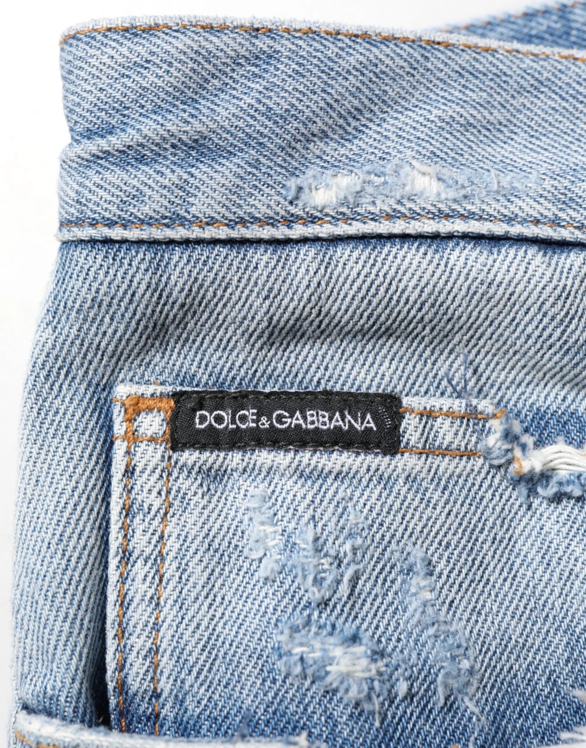 Dolce & Gabbana Blue Distressed Ripped Denim Trouser Jeans by Dolce & Gabbana