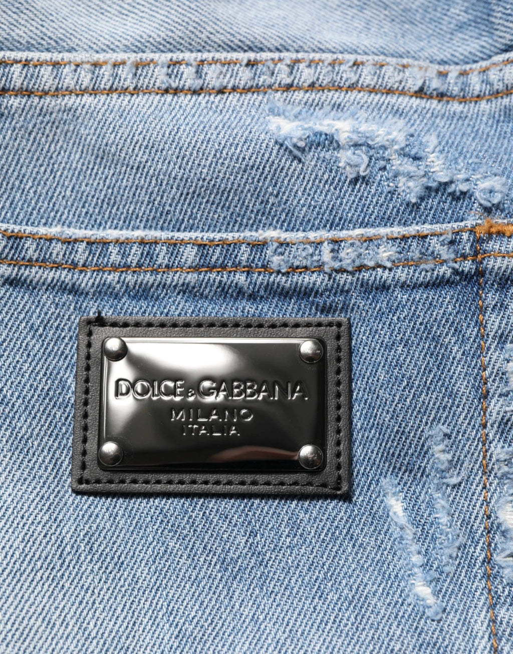 Dolce & Gabbana Blue Distressed Ripped Denim Trouser Jeans by Dolce & Gabbana