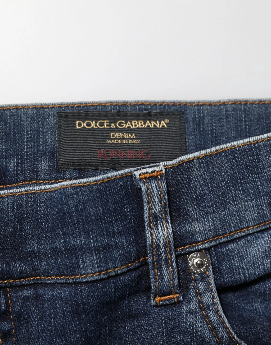 Dolce & Gabbana Dark Blue Washed Running Ripped Denim Jeans by Dolce & Gabbana