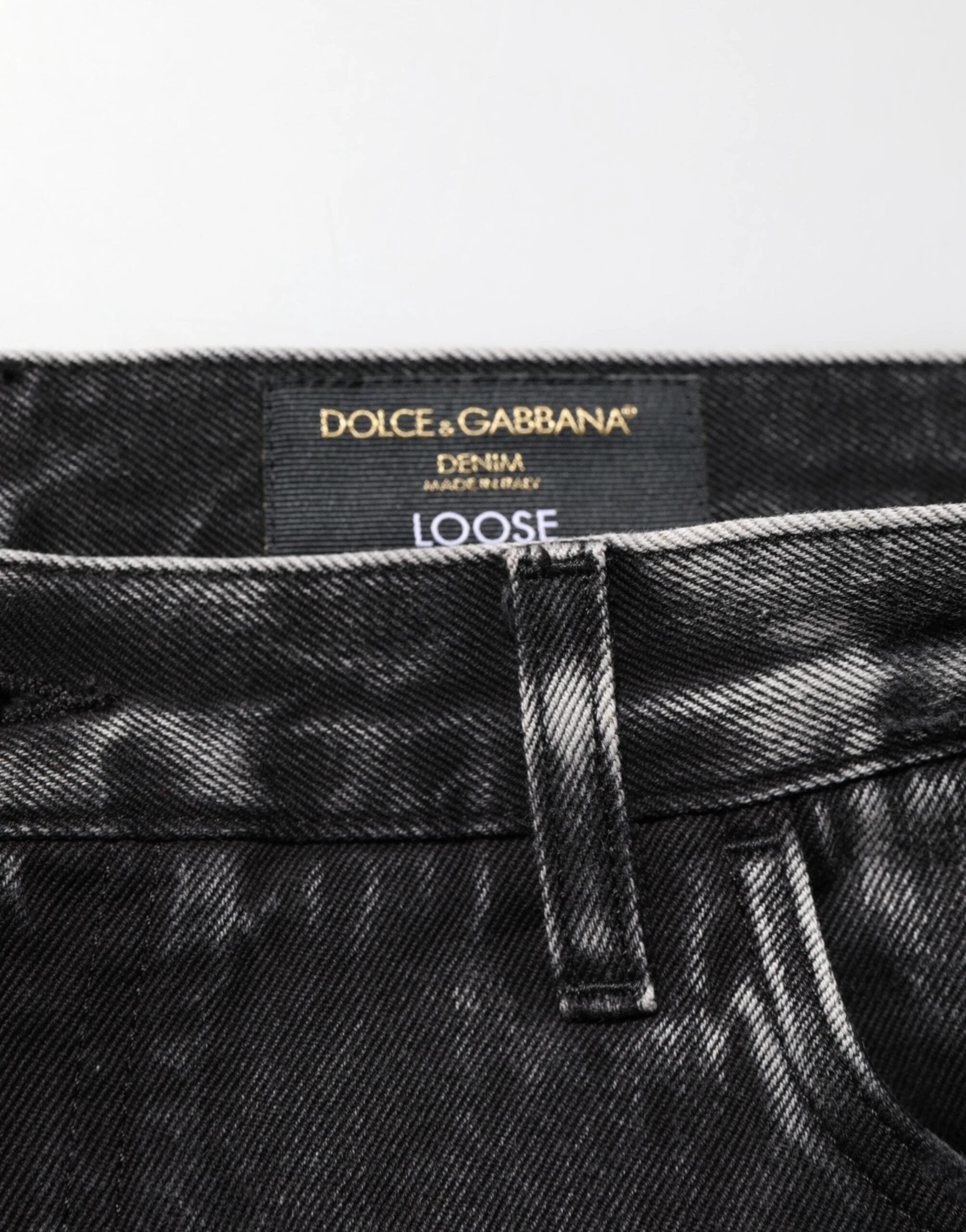 Dolce & Gabbana Black Washed Ripped Loose Cotton Denim Jeans by Dolce & Gabbana