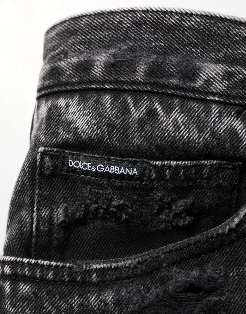 Dolce & Gabbana Black Washed Ripped Loose Cotton Denim Jeans by Dolce & Gabbana