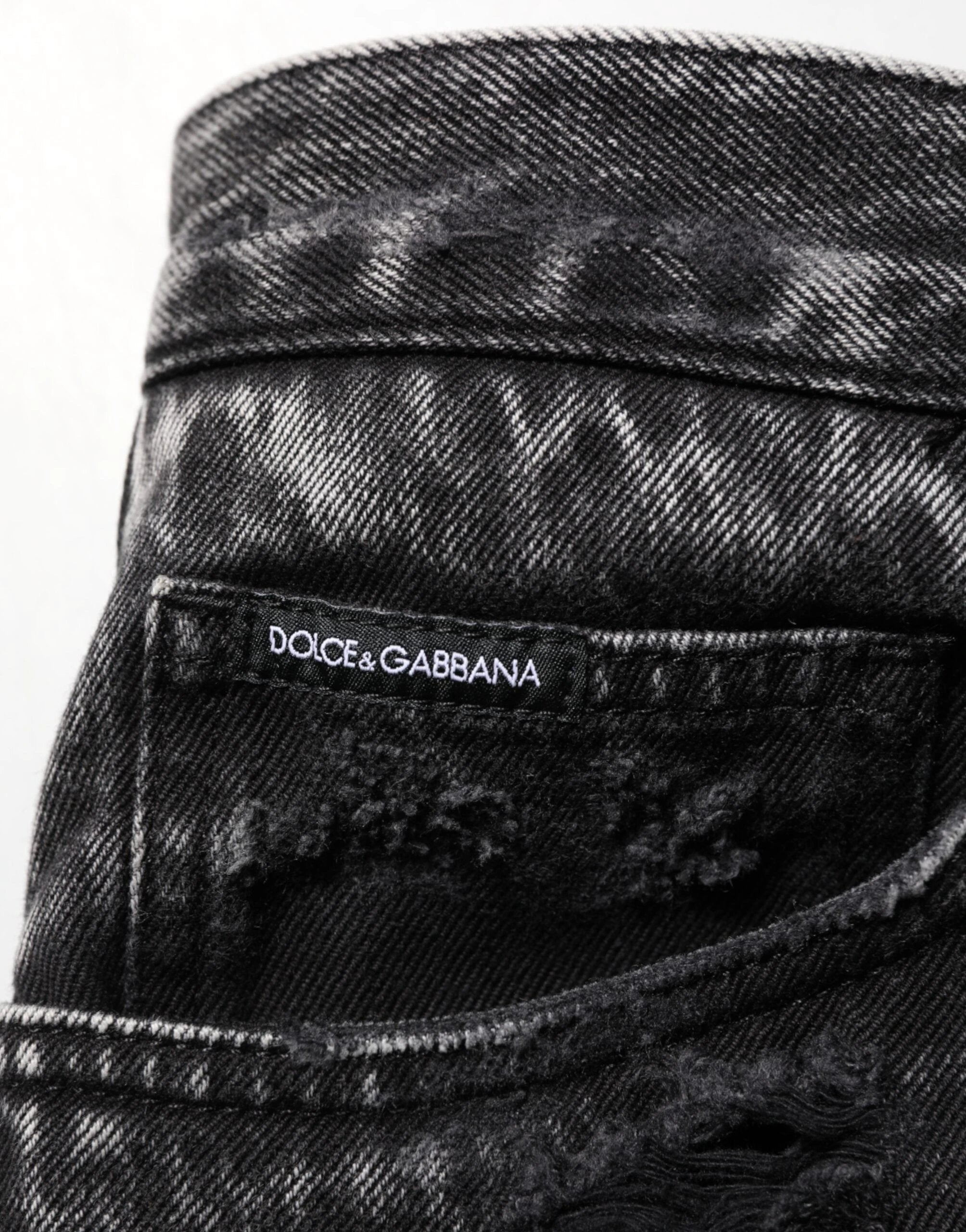 Dolce & Gabbana Black Washed Ripped Loose Cotton Denim Jeans by Dolce & Gabbana