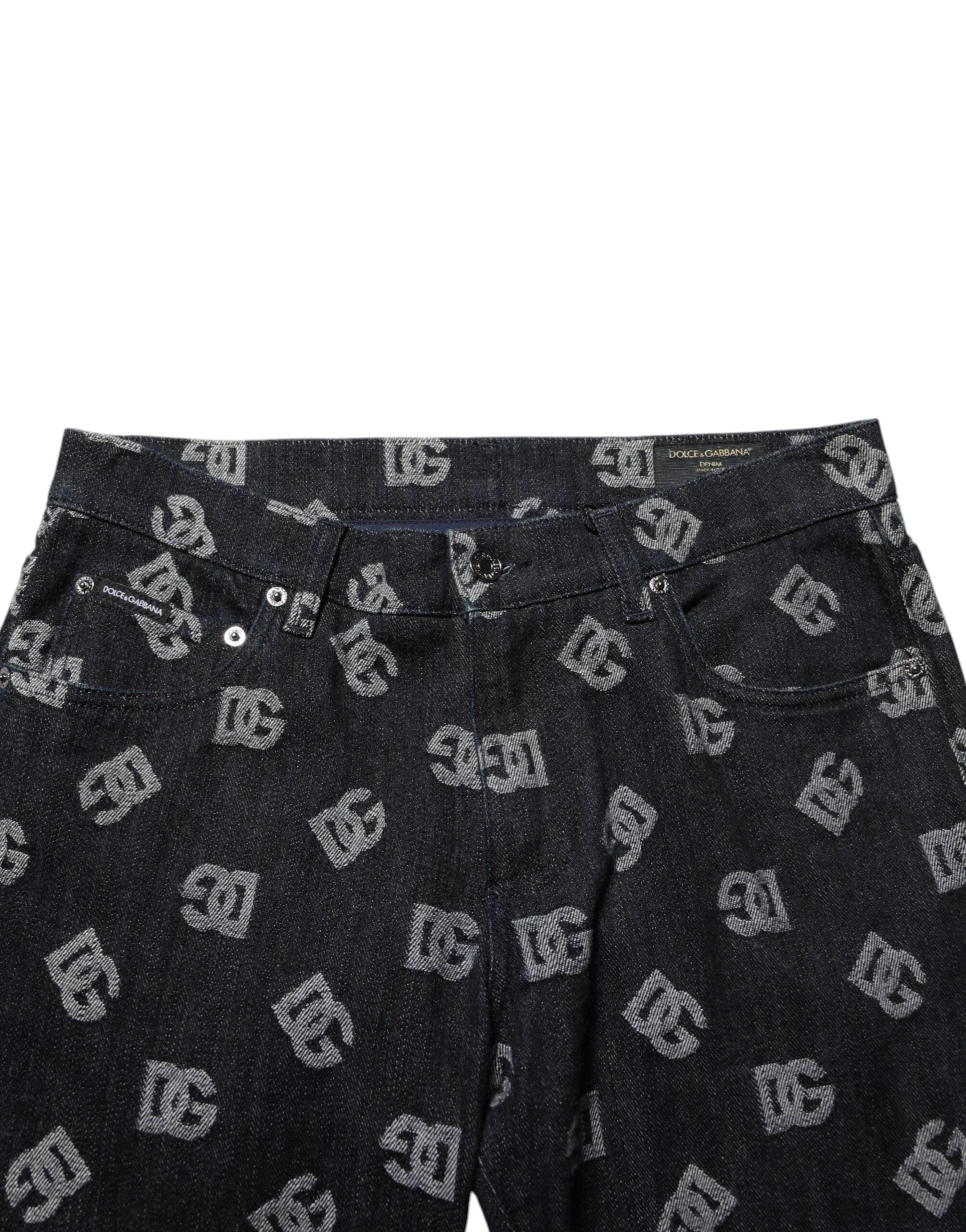 Dolce & Gabbana Black DG Monogram Cotton Skinny Denim Jeans by Dolce & Gabbana