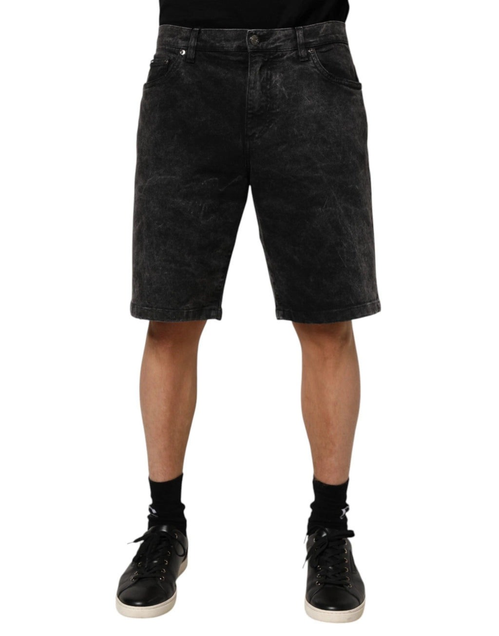 Dolce & Gabbana Black Cotton Mid Waist Denim Men Bermuda Short by Dolce & Gabbana