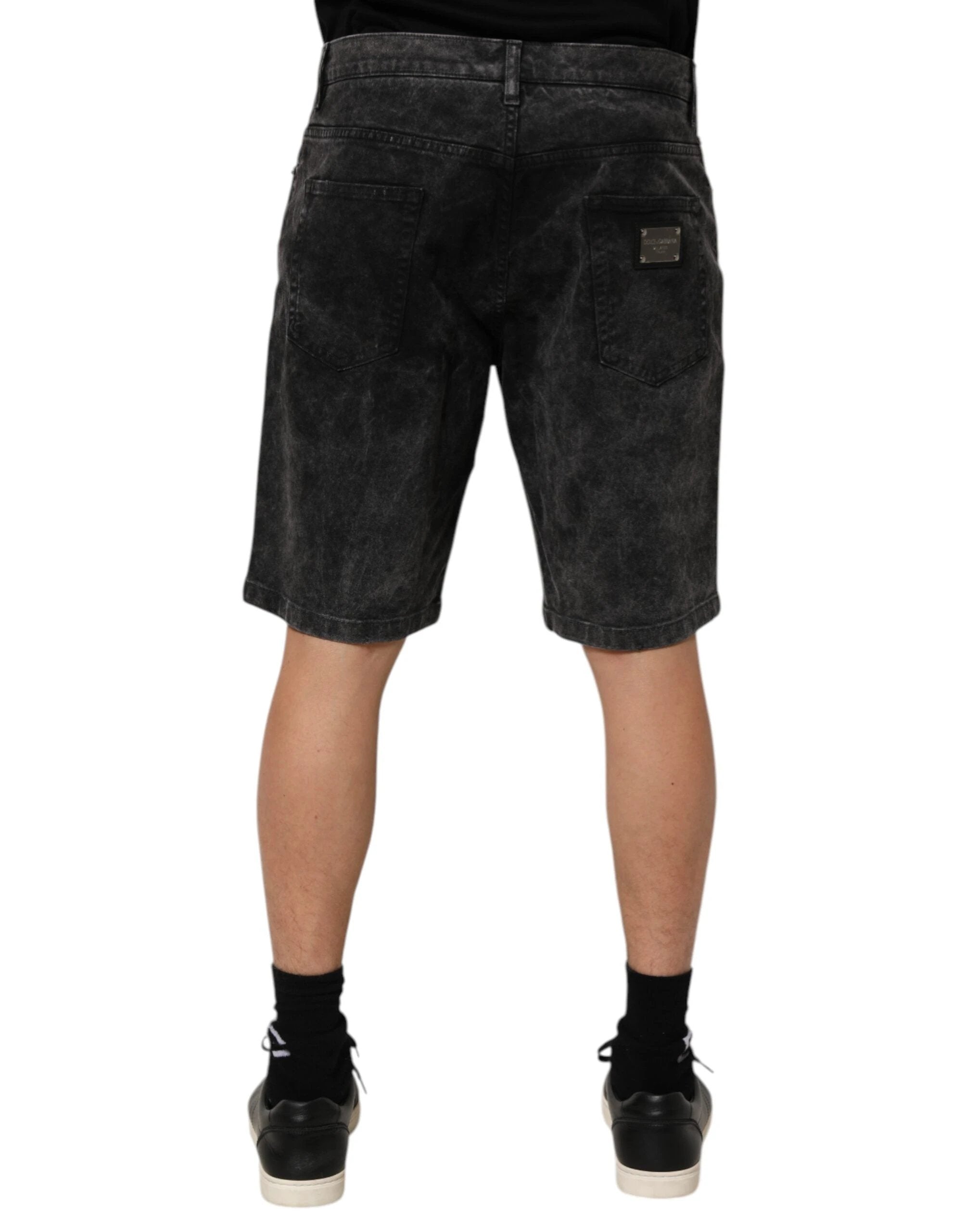 Dolce & Gabbana Black Cotton Mid Waist Denim Men Bermuda Short by Dolce & Gabbana