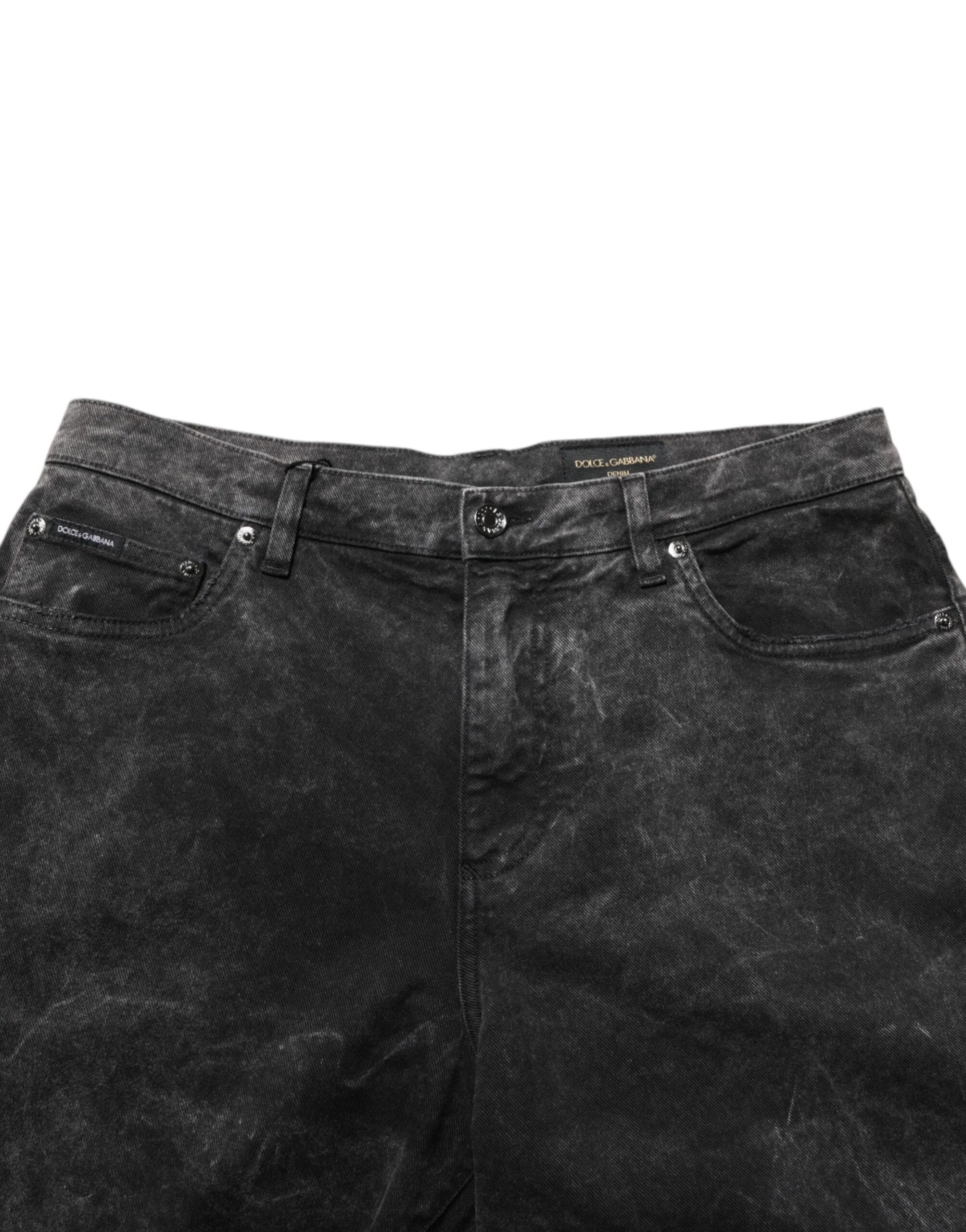 Dolce & Gabbana Black Cotton Mid Waist Denim Men Bermuda Short by Dolce & Gabbana