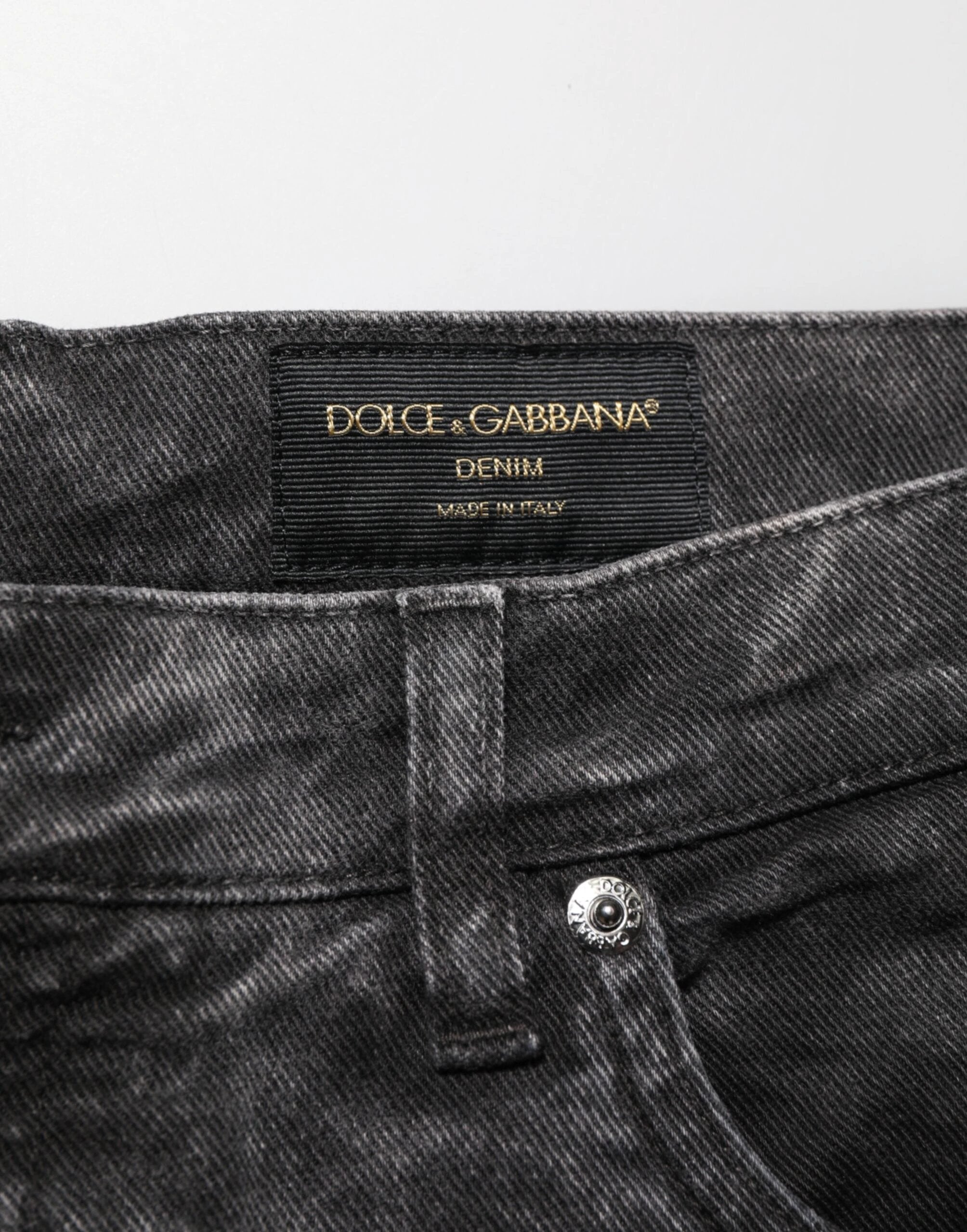 Dolce & Gabbana Black Cotton Mid Waist Denim Men Bermuda Short by Dolce & Gabbana