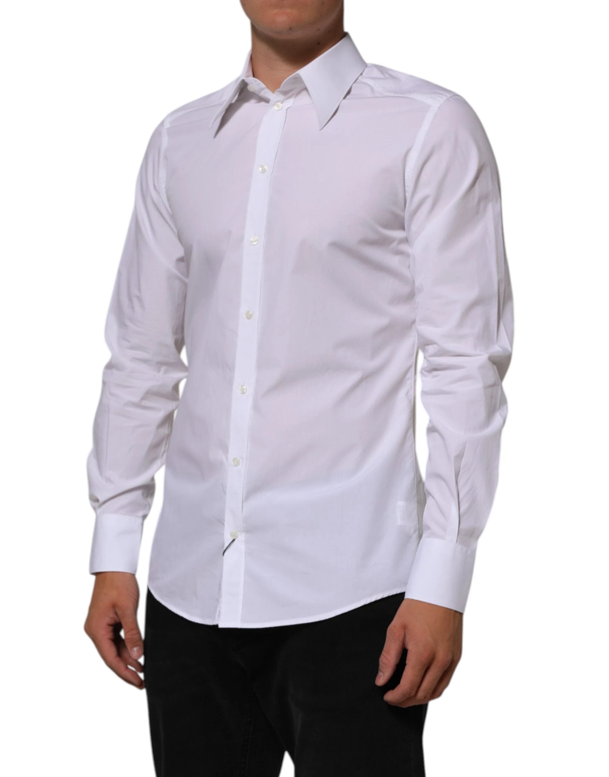 Dolce & Gabbana White Cotton MARTINI Men Formal Dress Shirt by Dolce & Gabbana