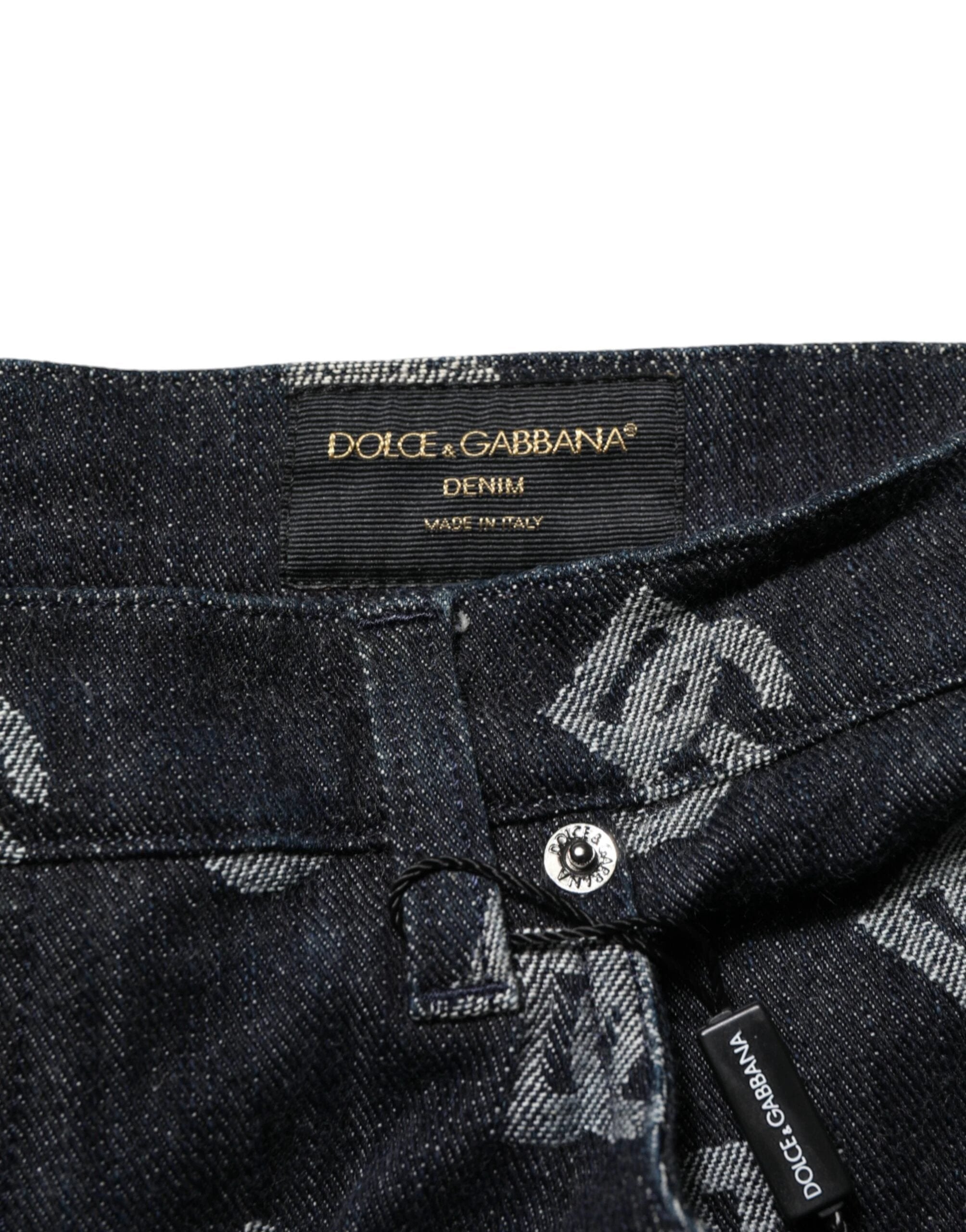 Dolce & Gabbana Black Monogram Denim Cargo Men Bermuda Short by Dolce & Gabbana
