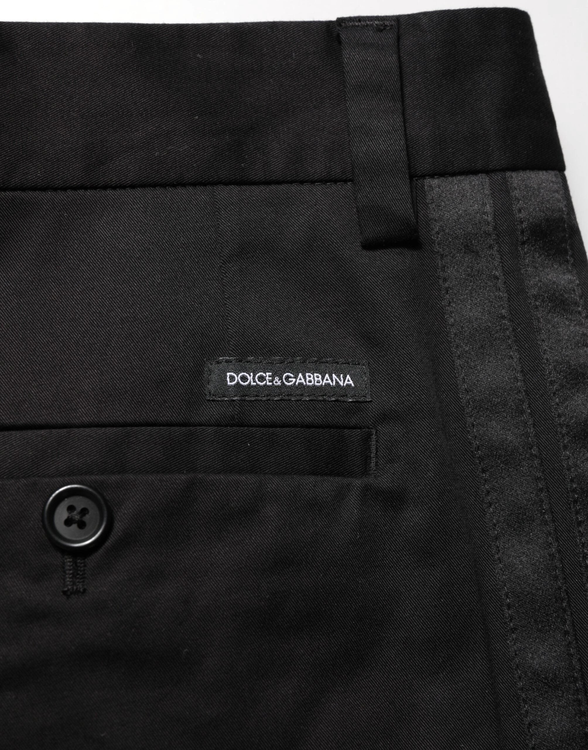 Dolce & Gabbana Black Cotton Stretch Casual Trouser Pants by Dolce & Gabbana