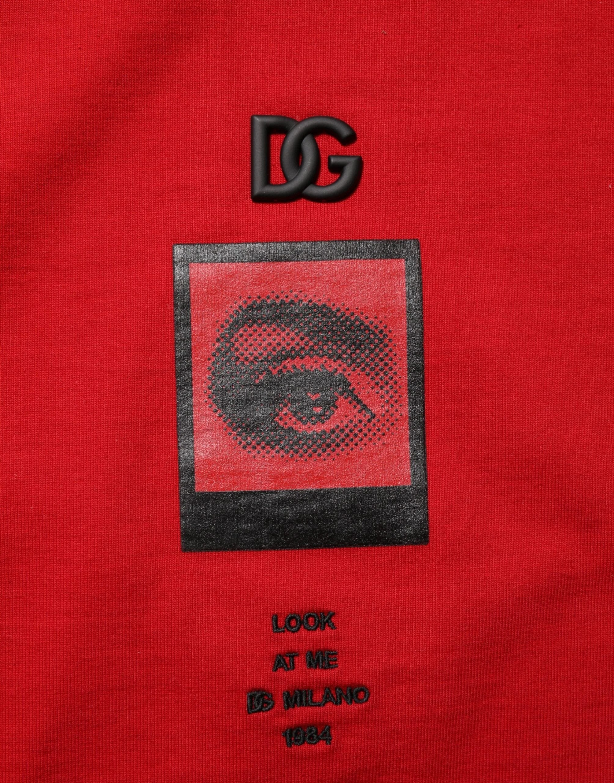 Dolce & Gabbana Red Logo Eye Print Cotton Short Sleeve T-shirt by Dolce & Gabbana