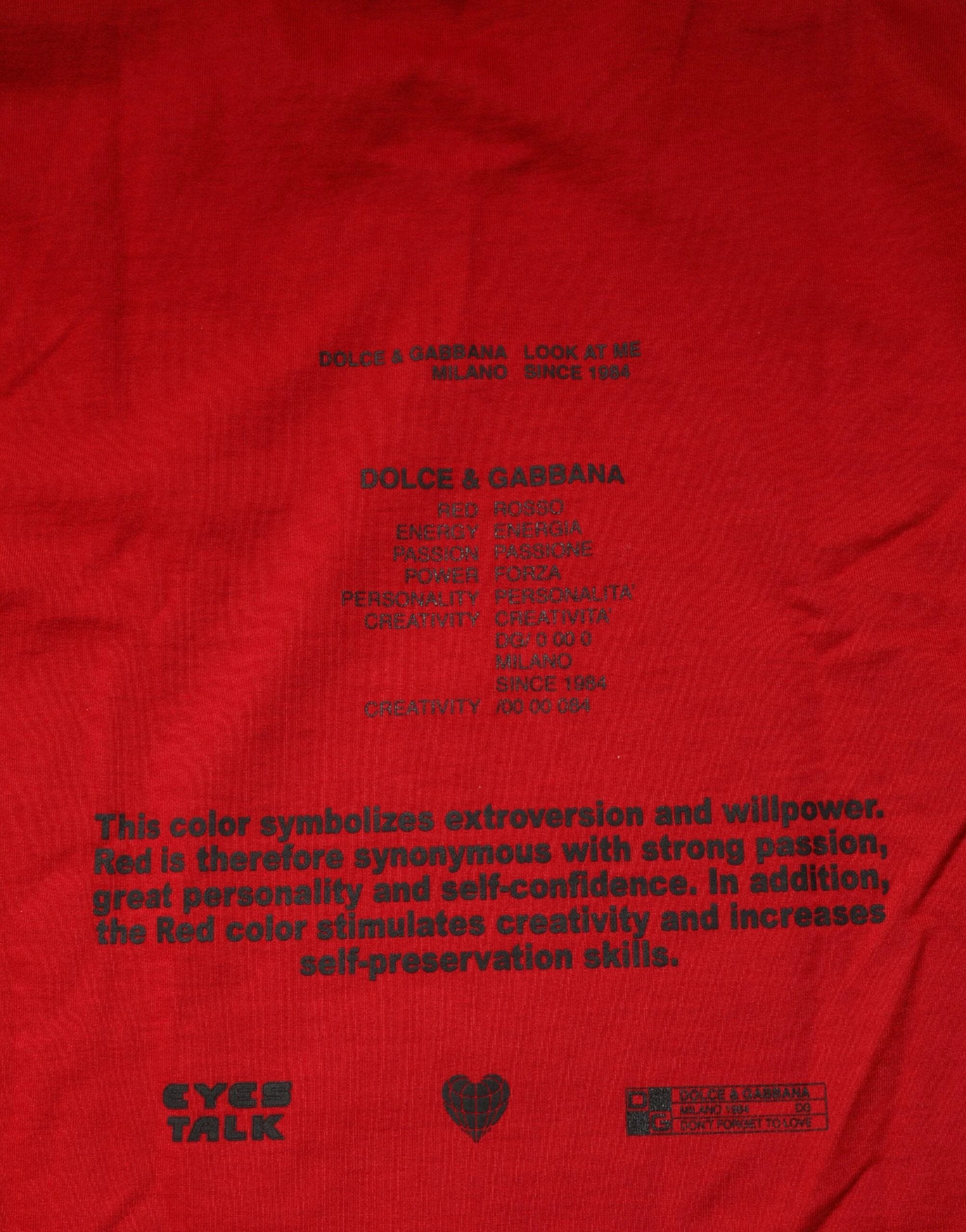 Dolce & Gabbana Red Logo Eye Print Cotton Short Sleeve T-shirt by Dolce & Gabbana