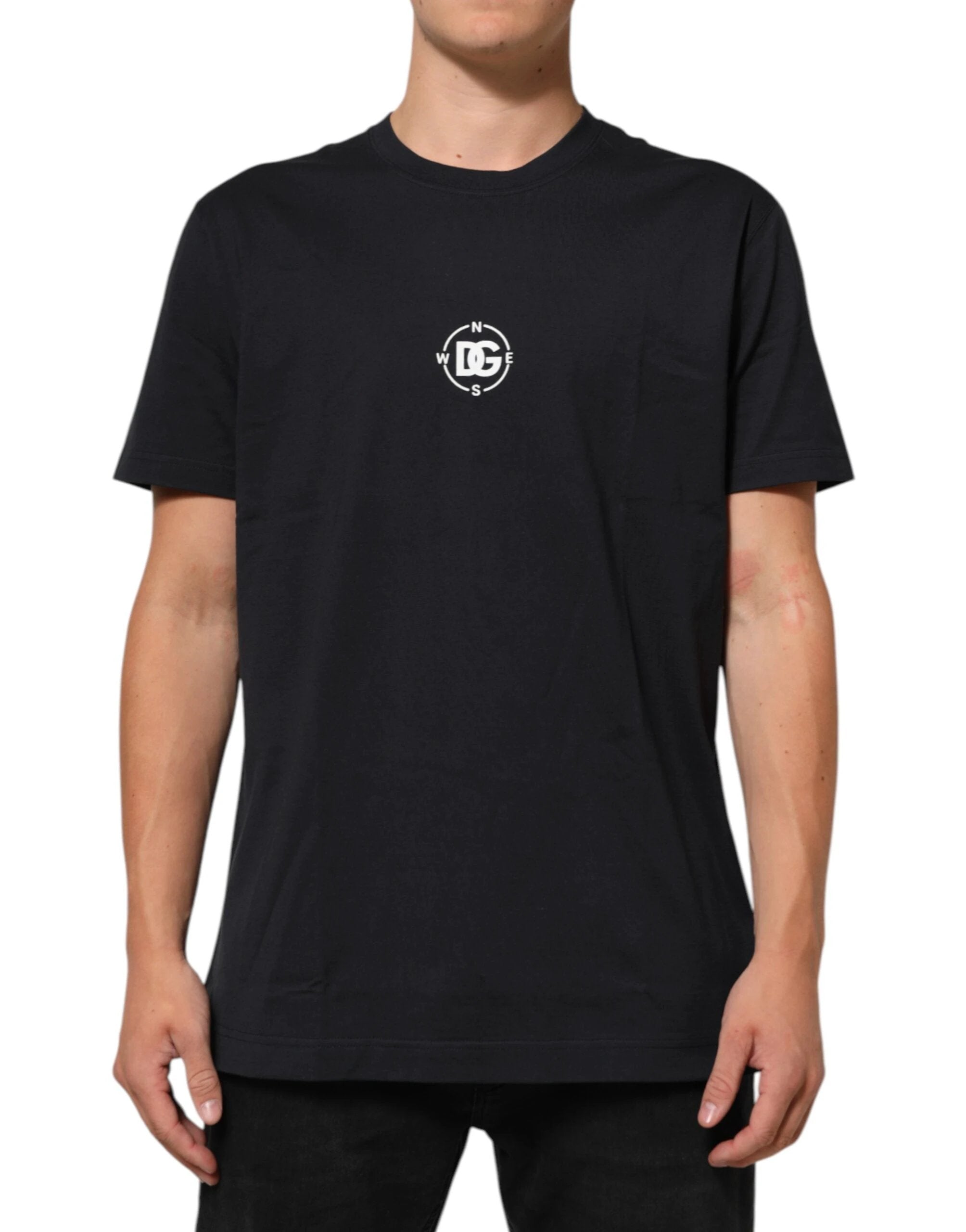 Dolce & Gabbana Black Logo Compass Cotton Crew Neck T-shirt by Dolce & Gabbana