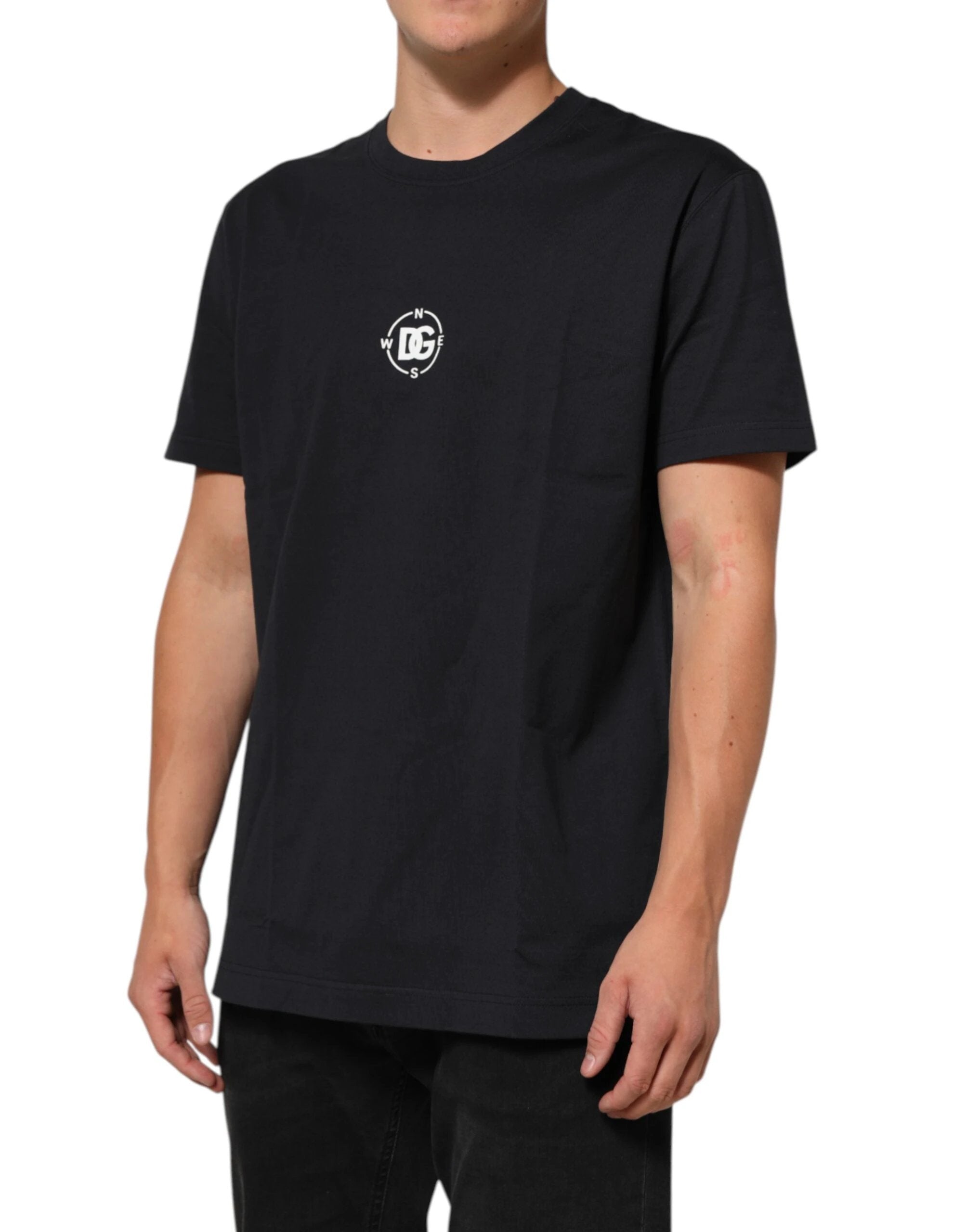 Dolce & Gabbana Black Logo Compass Cotton Crew Neck T-shirt by Dolce & Gabbana