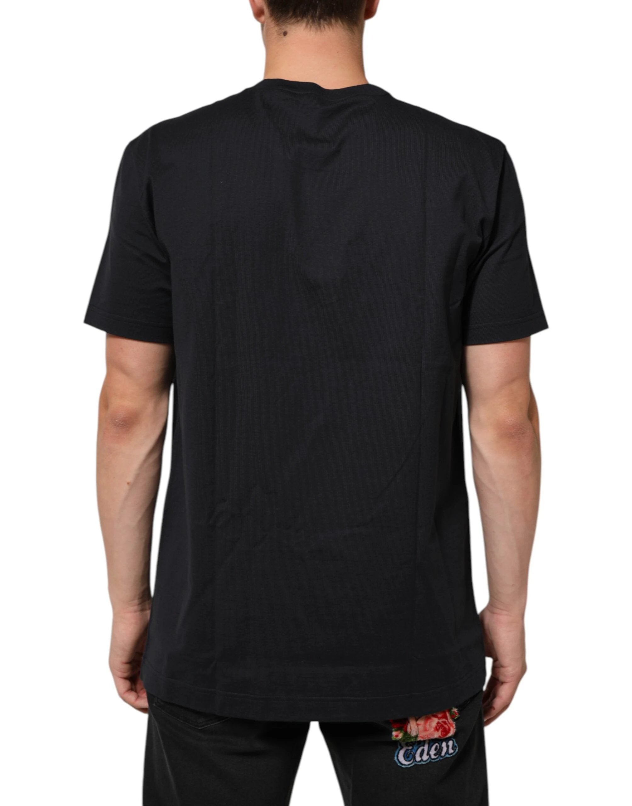 Dolce & Gabbana Black Logo Compass Cotton Crew Neck T-shirt by Dolce & Gabbana