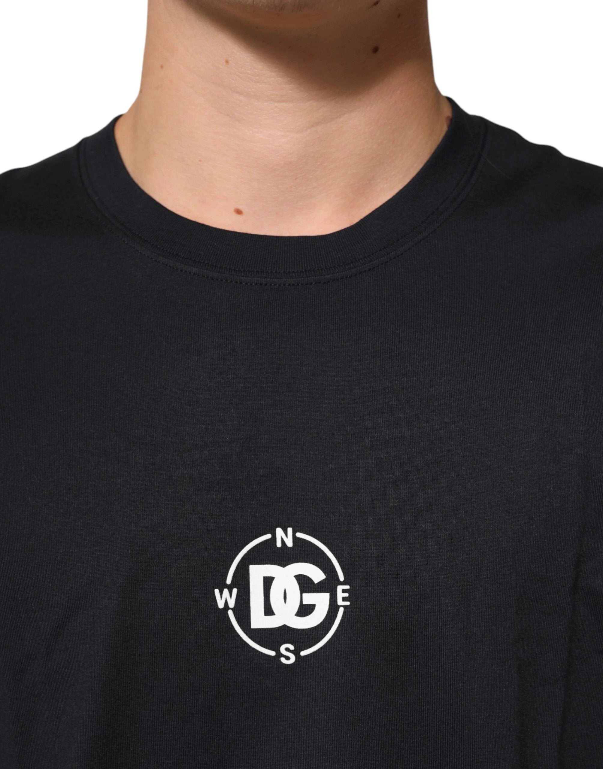Dolce & Gabbana Black Logo Compass Cotton Crew Neck T-shirt by Dolce & Gabbana