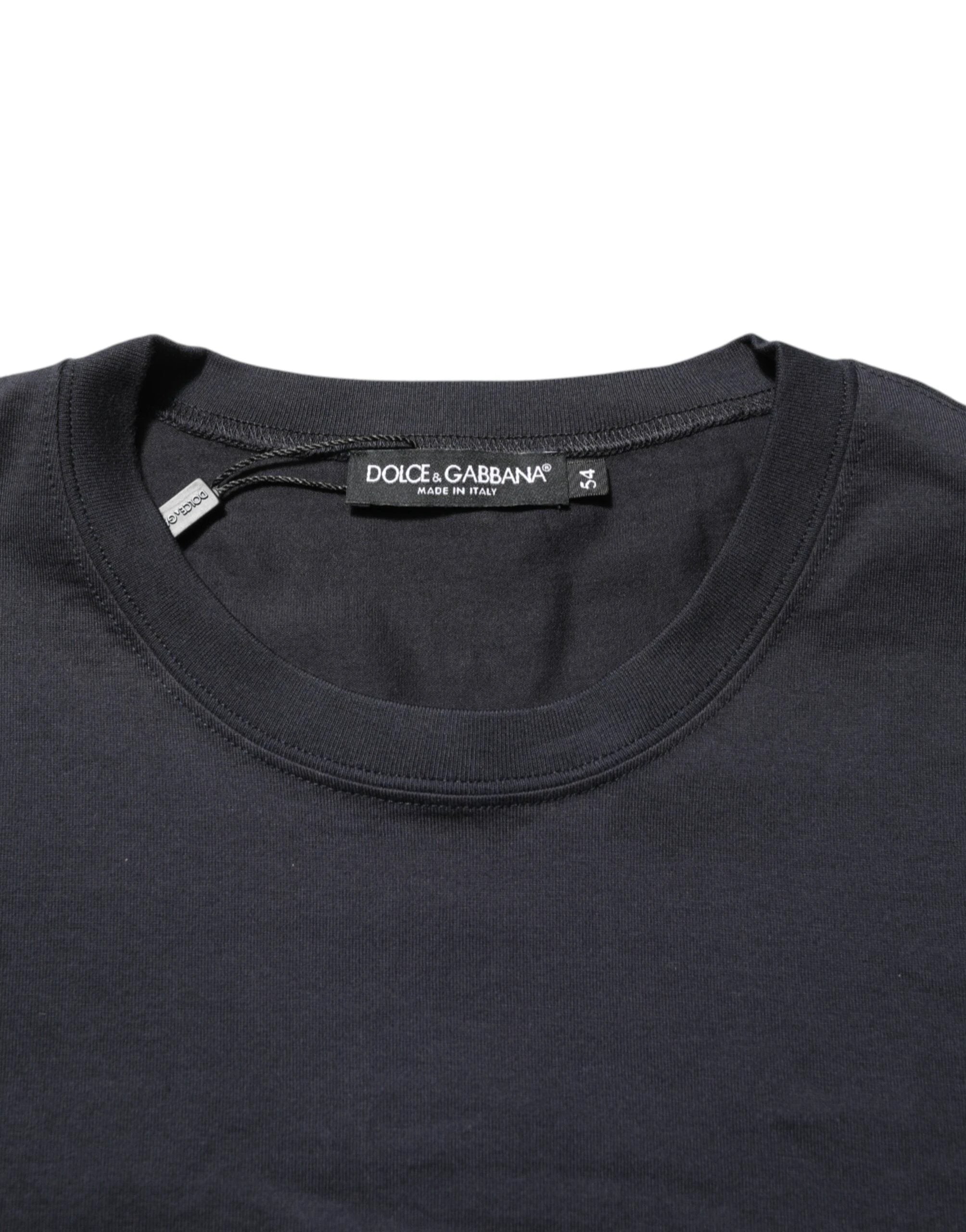 Dolce & Gabbana Black Logo Compass Cotton Crew Neck T-shirt by Dolce & Gabbana